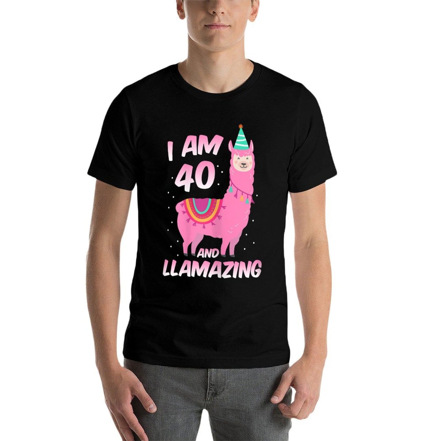 Womens I Am 40 Years Old And Llamazing Llama 40th Birthday Relaxed-fit T-Shirt