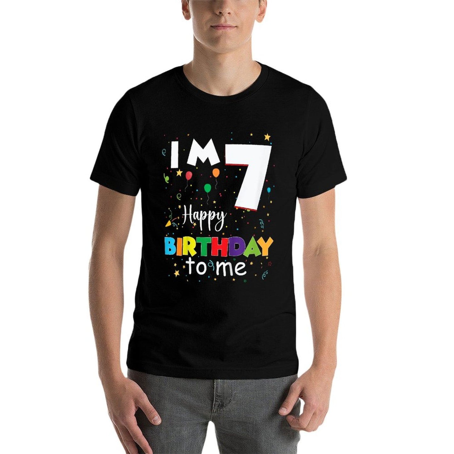 Seven 7yr 7th Birthday Happy Birthday Boys Girls 7 Years Old Slim-fit Cut T-Shirt