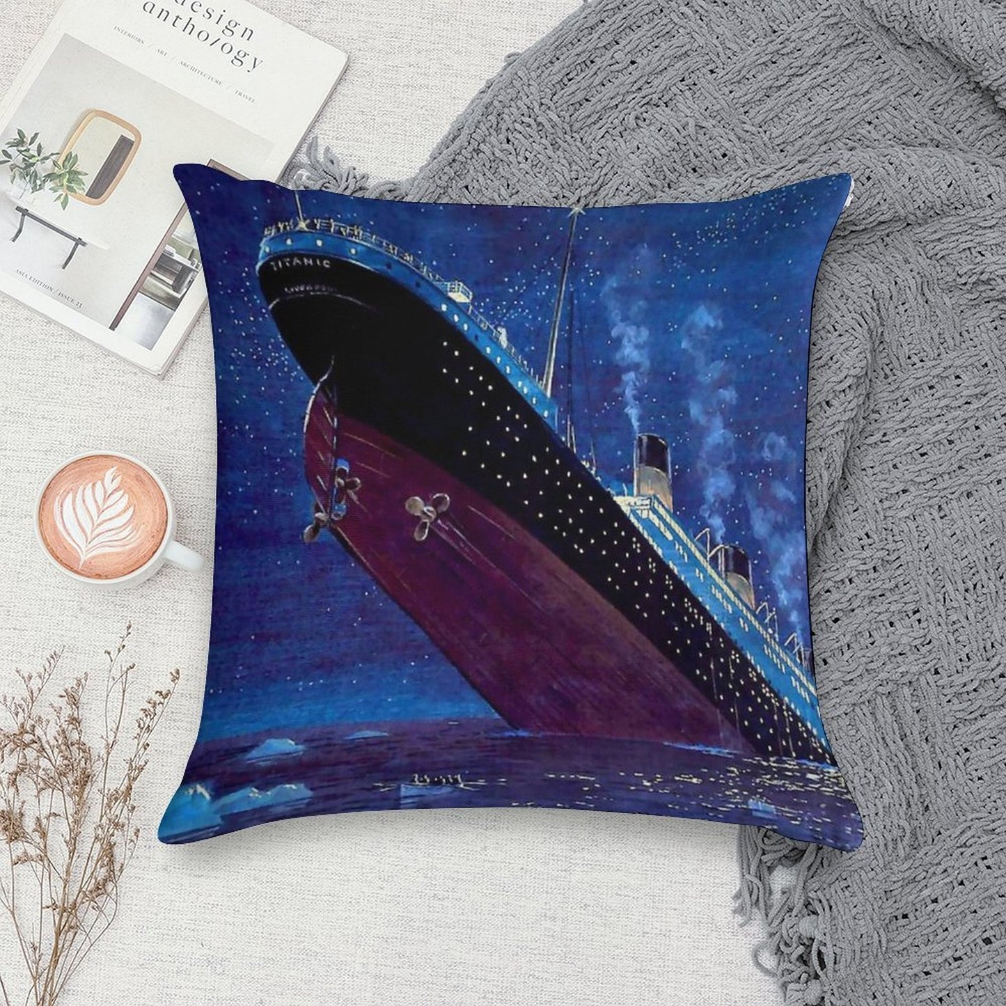 Titanic Sinking Soft Short Plush Fabric Throw Pillow
