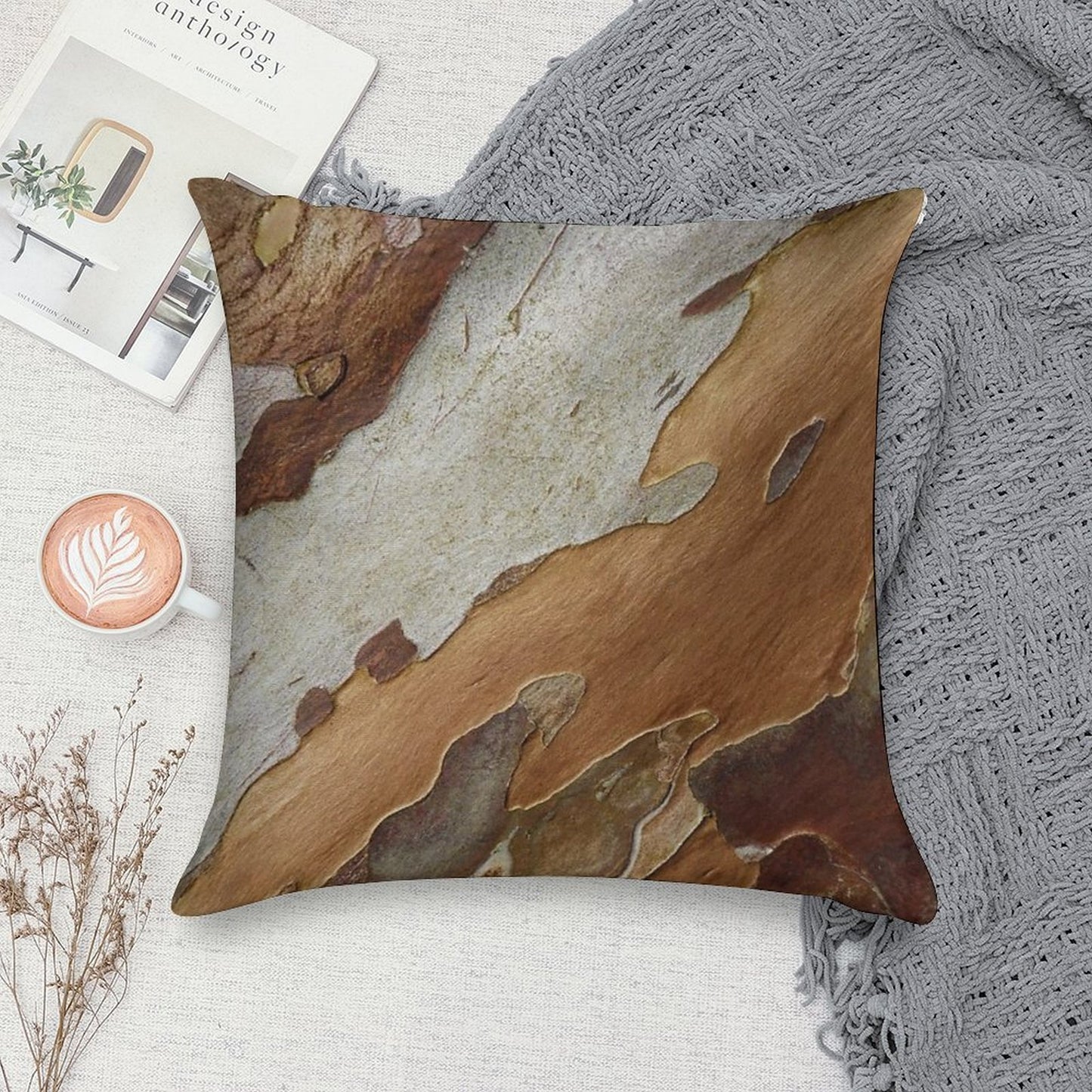Tree Bark Soft Durable Construction Throw Pillow