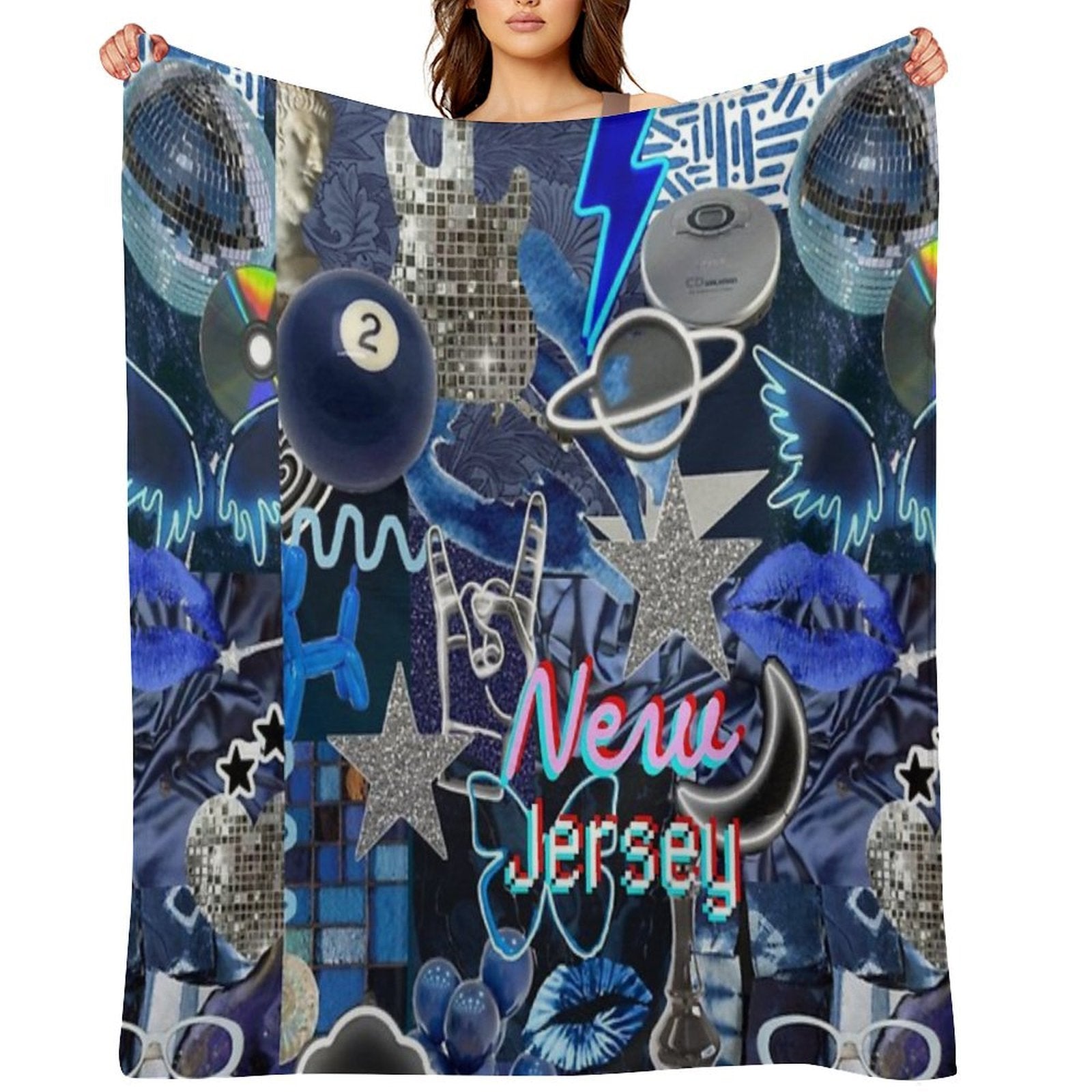 New Jersey COLLAGE Machine-washable Throw Blanket