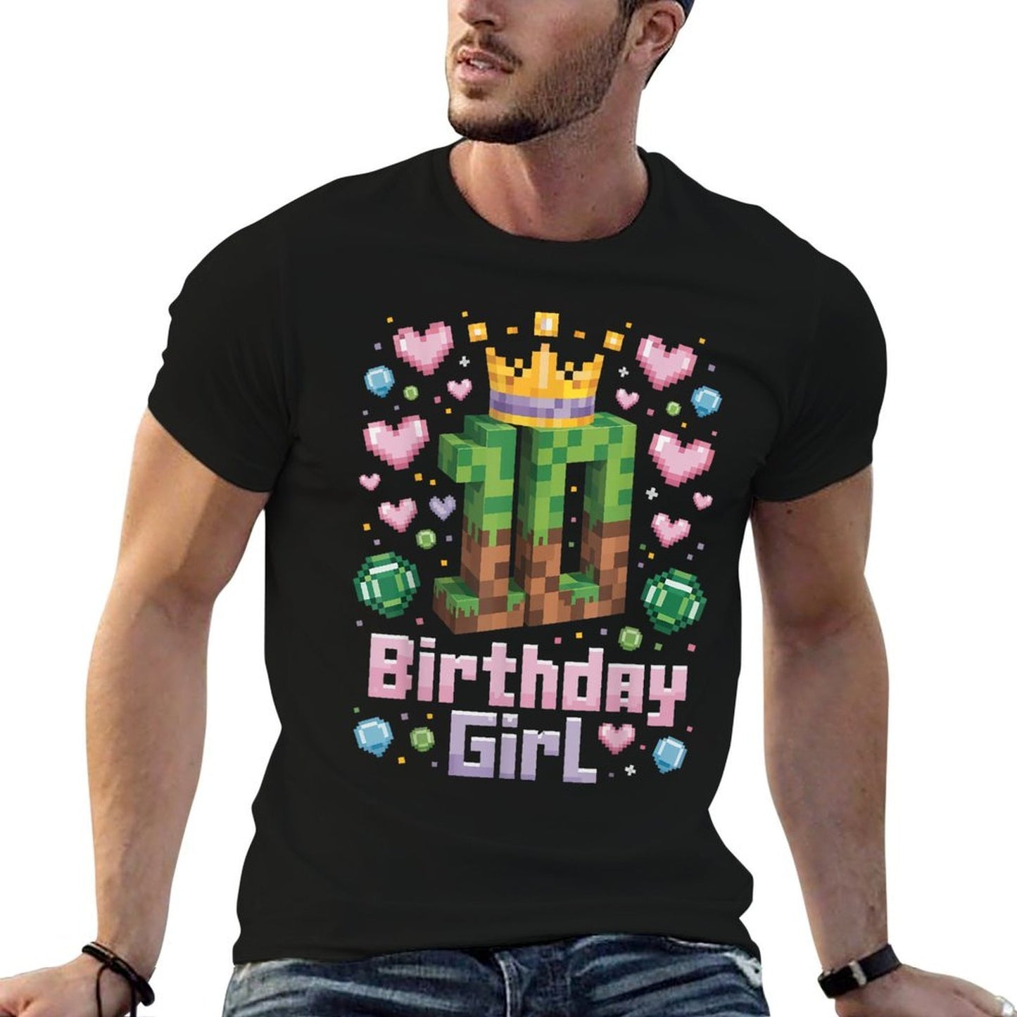 10th Birthday Girl Gaming Pixel Party 10 Year Old Odor-resistant T-Shirt