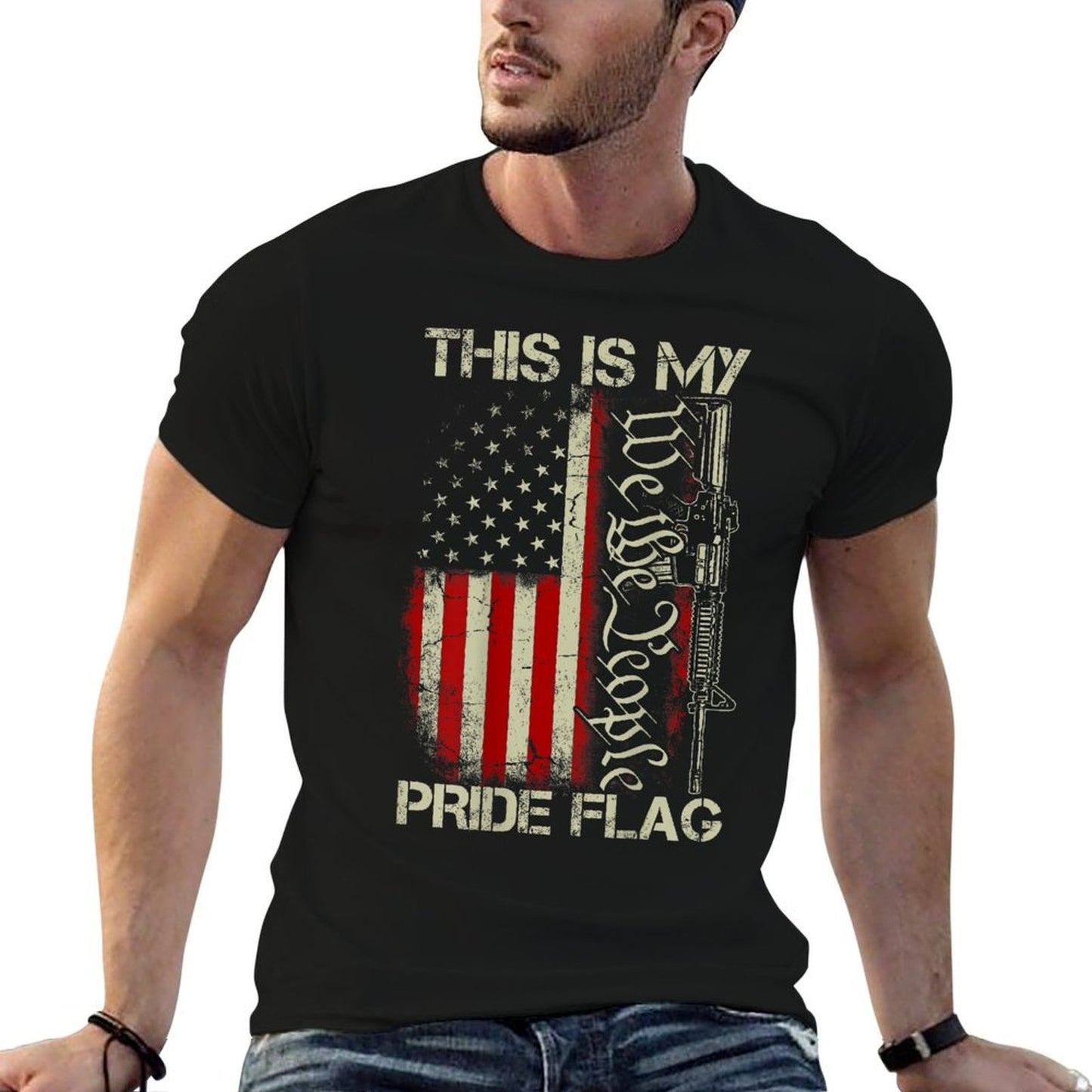 This Is My Pride USA Patriots Gun American on Back Quick-drying T-Shirt
