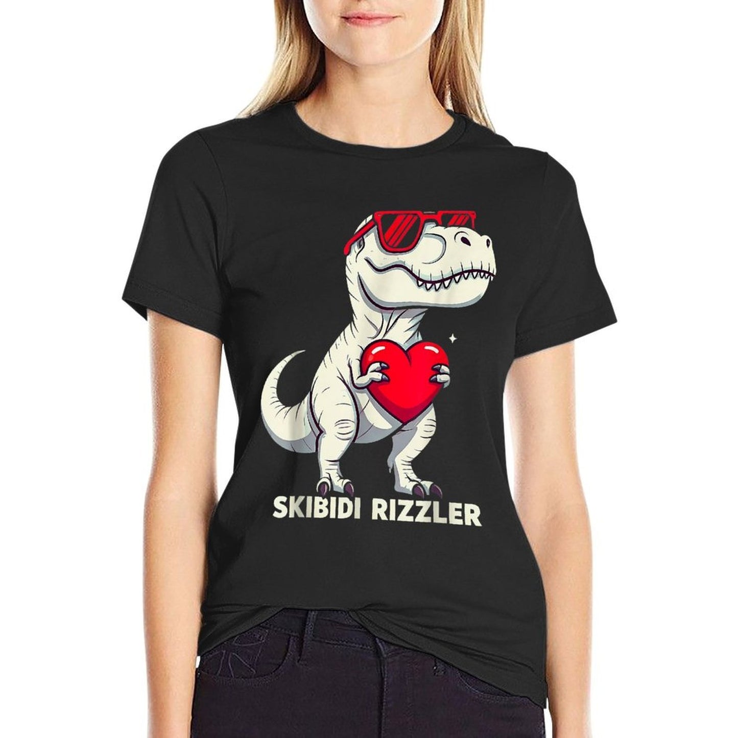 Skibidi Rizzler Trex Valentine Meme Funny Gifts Men Boy Affordable Price T-Shirt
