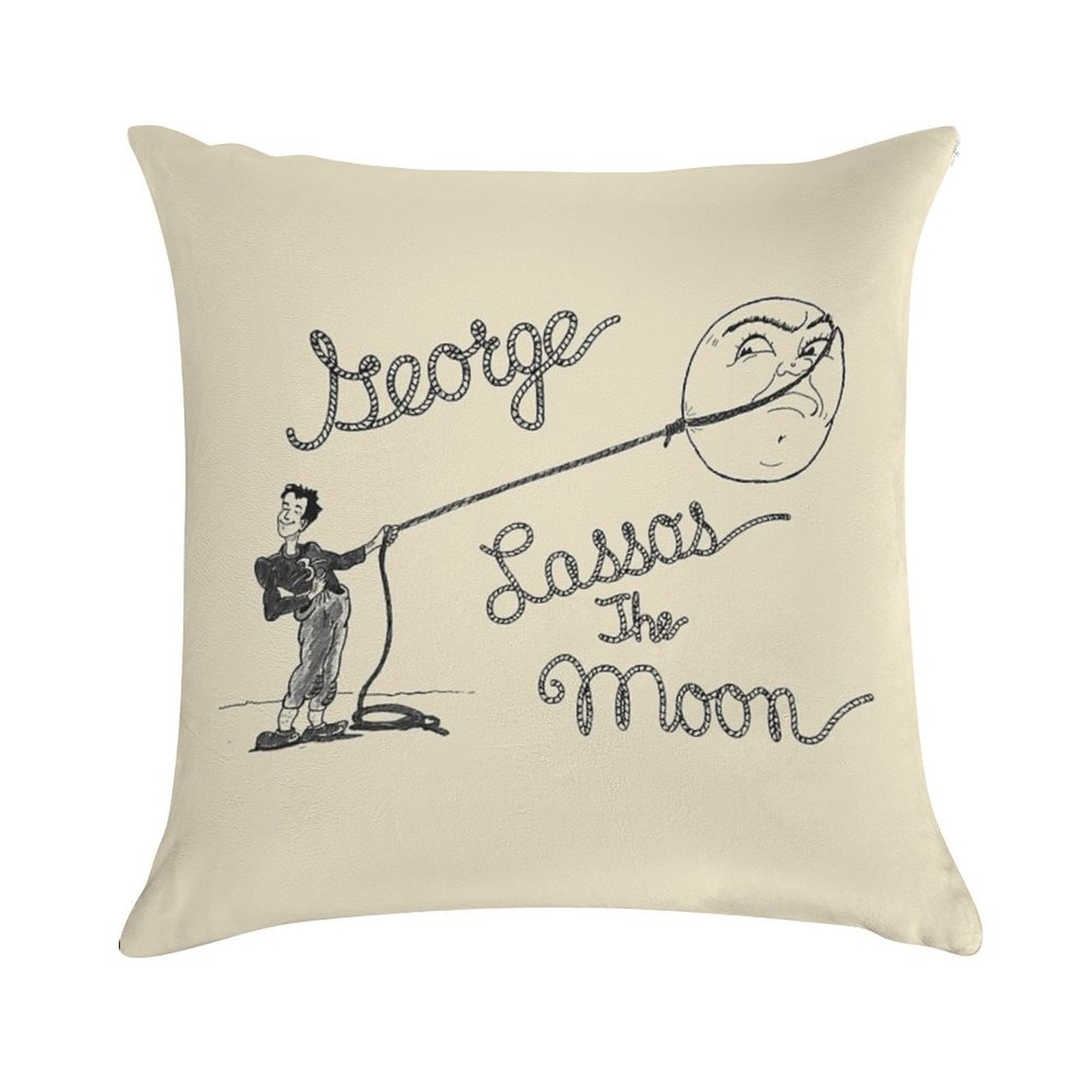 George Lassos The Moon! Soft Reinforced Edging Throw Pillow