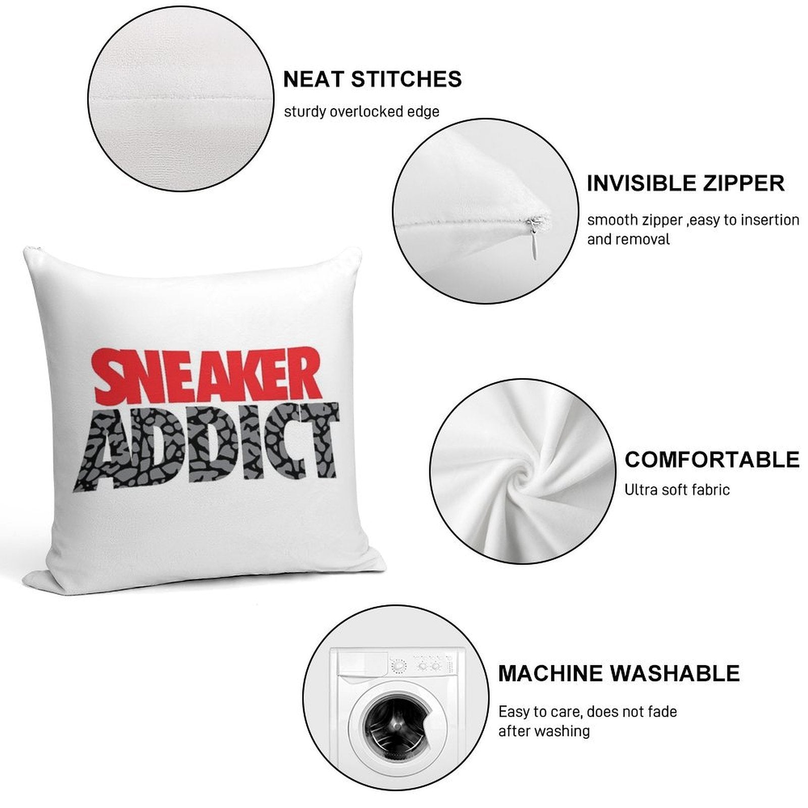 Sneaker Addict Cement Soft Bedroom Essential Throw Pillow