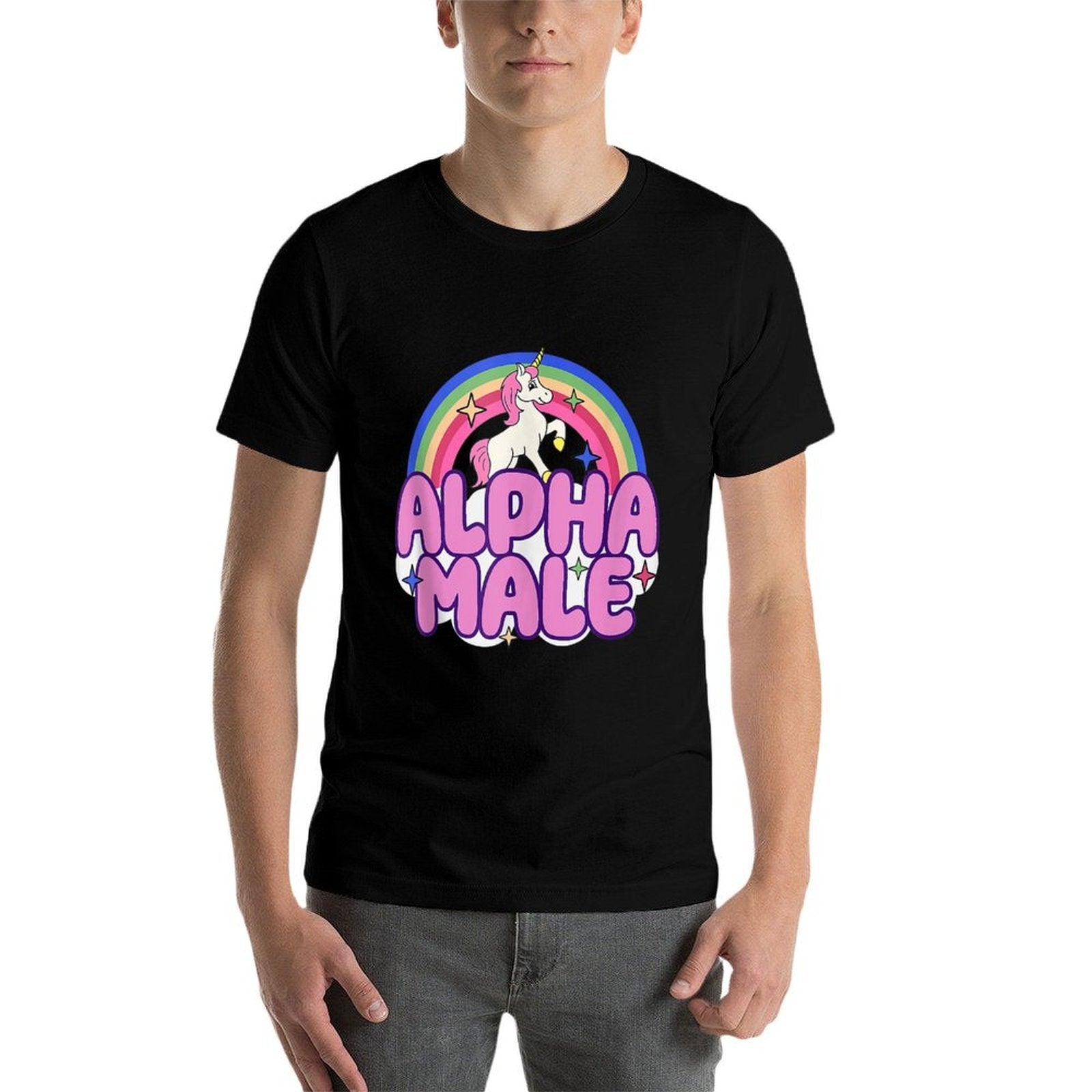 Alpha Male Unicorn Funny Sarcastic Ironic Weird Y2K Humor  Breathable T-Shirt