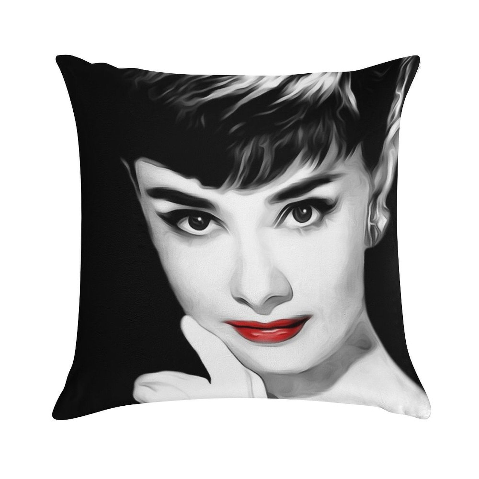 Audrey Hepburn Lips Soft Short Plush Fabric Throw Pillow