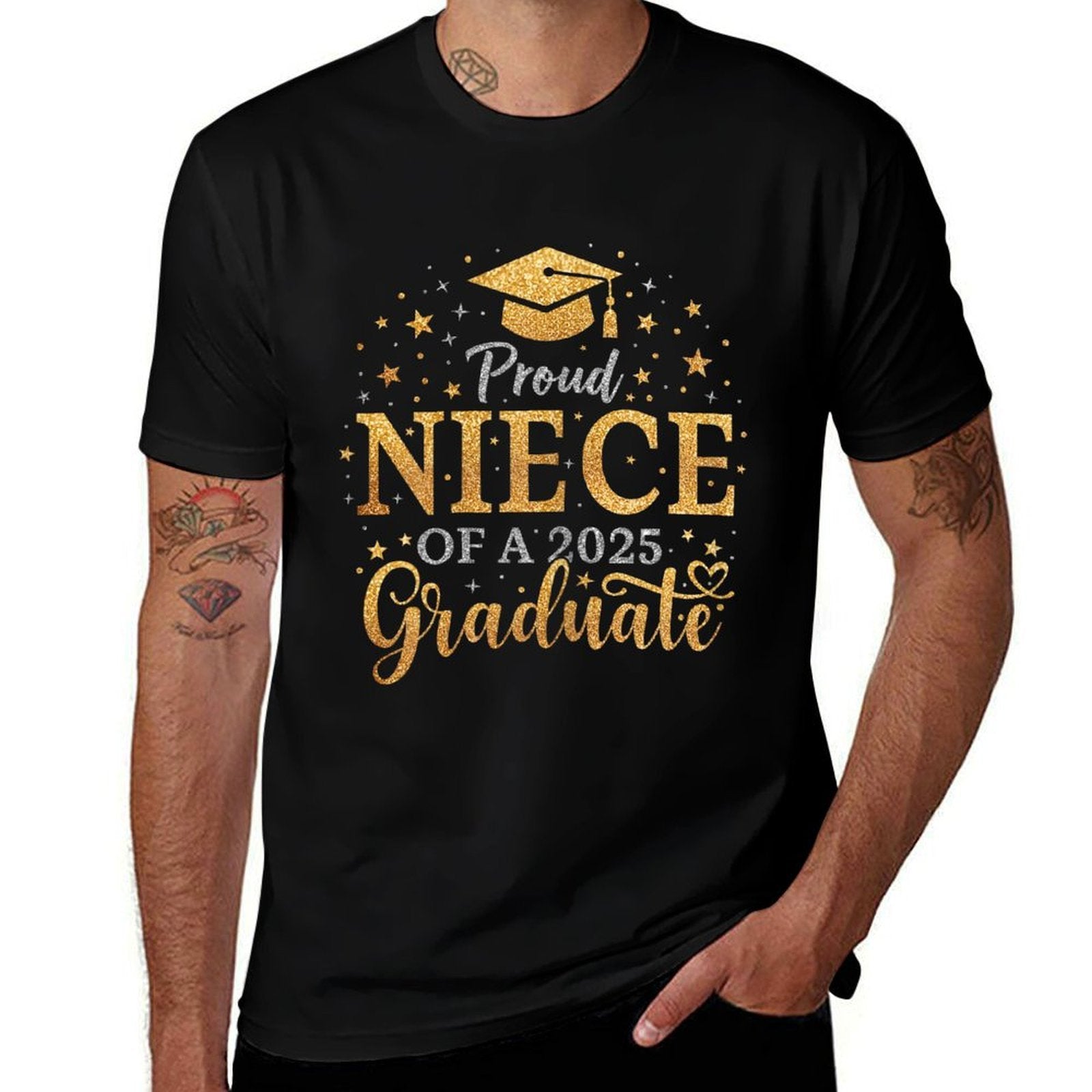 Funny Senior Proud Niece of A Class of 2025 Graduate  Rolled Sleeves T-Shirt