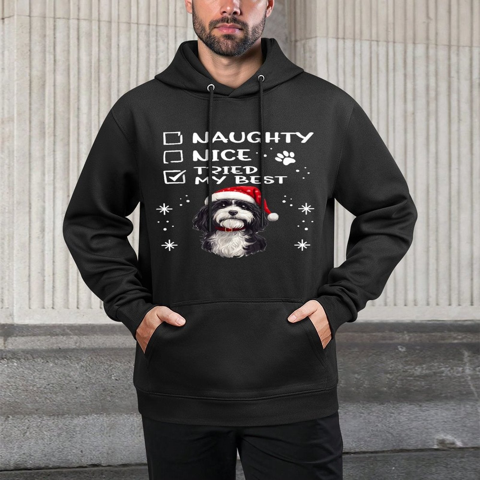 Cute Havanese Dog Dog Christmas Naughty Nice Tried My Best Moisture-Wicking Hoodie