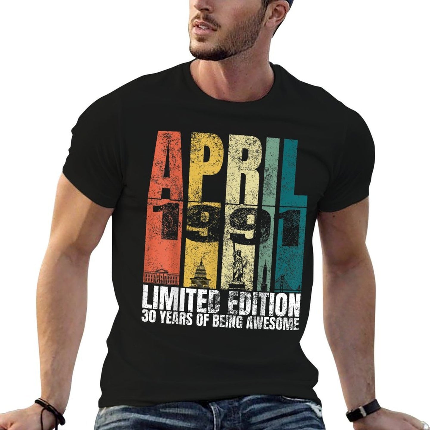 Vintage April 1991 Bday Gifts 30 Years Old 30th Birthday Vintage-inspired T-Shirt