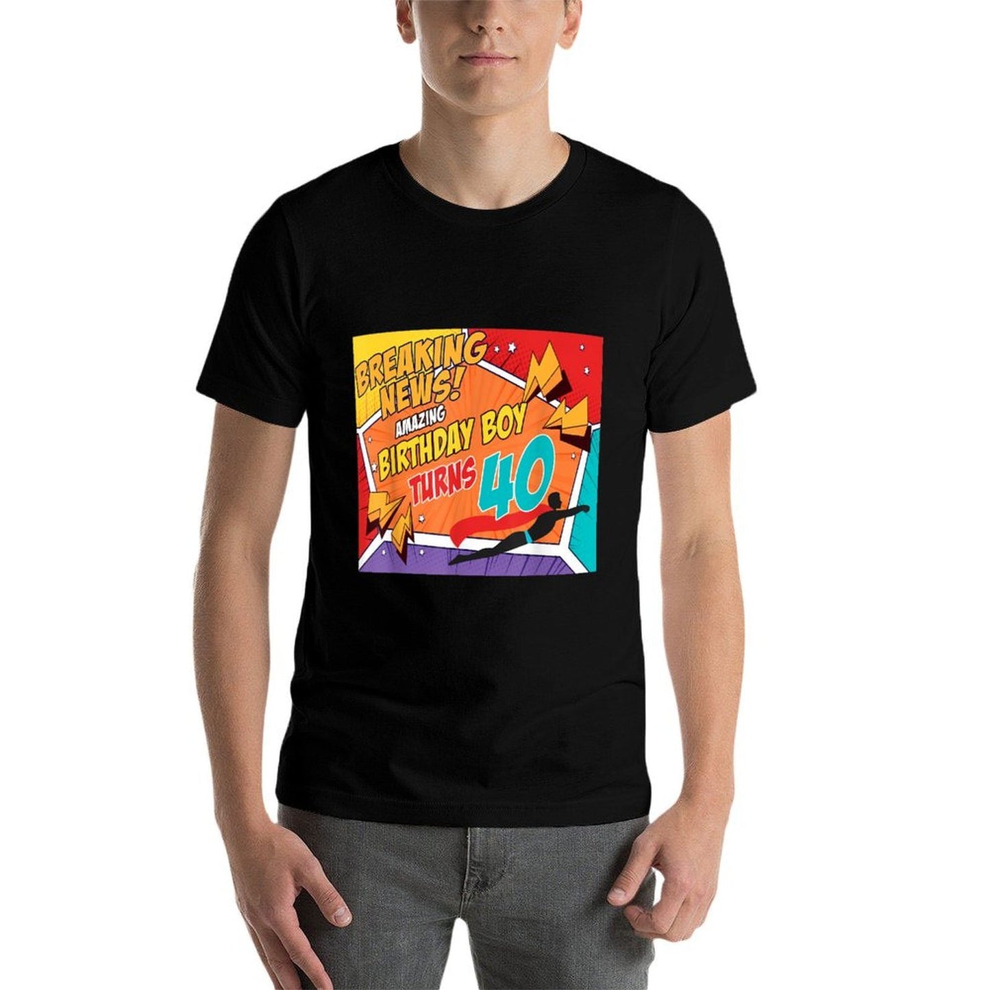 40th Birthday Boy Superhero Comic Book Theme 40 Year Old  Graphic-printed T-Shirt