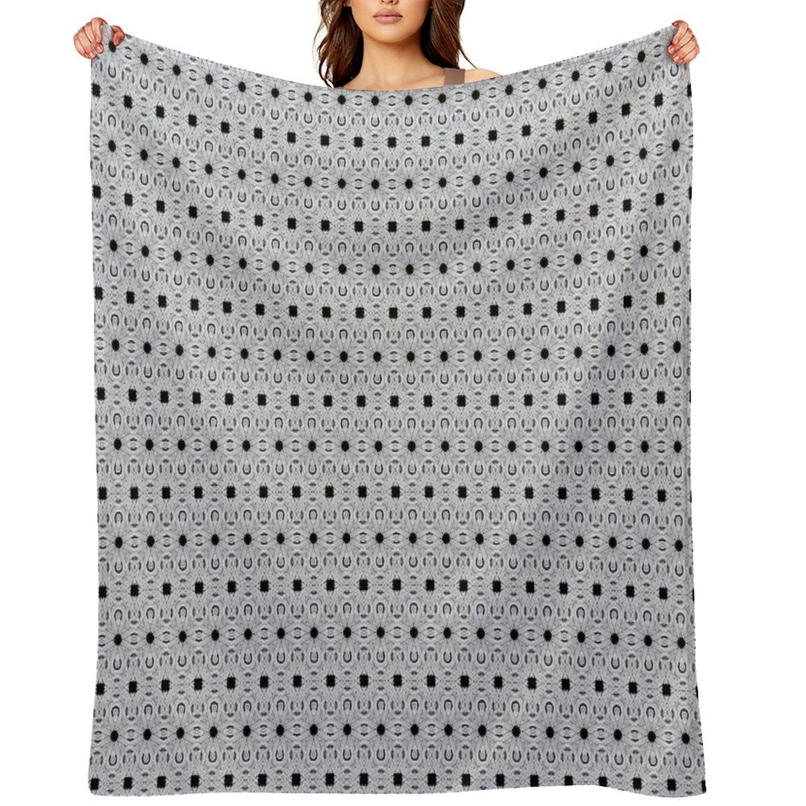 Gray And Black Pattern Shrink-resistant Throw Blanket