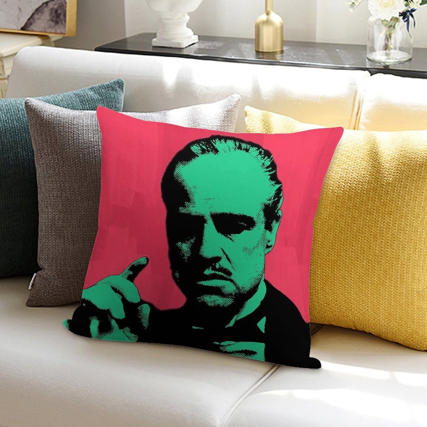 Pop Art of The GODFATHER Soft Short Plush Fabric Throw Pillow