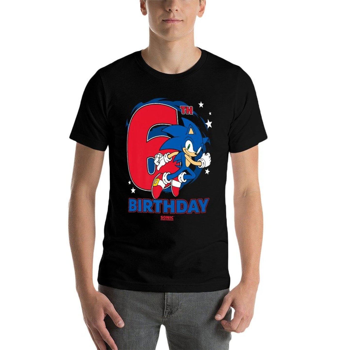 Sonic The Hedgehog Epic Sonic 6th Birthday Big Chest Logo Premium Rolled Sleeves T-Shirt