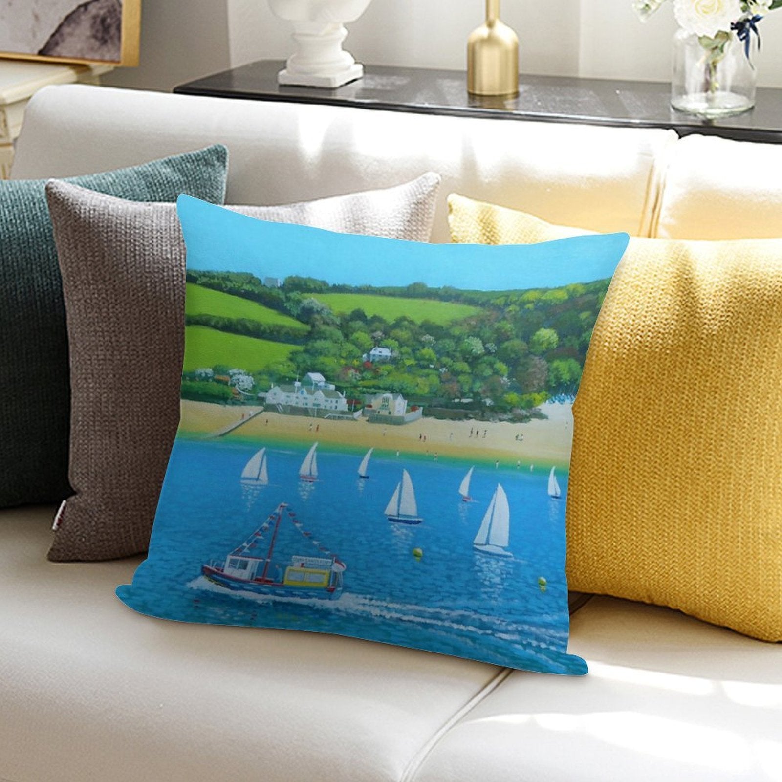A Salcombe Summer - Devon UK Soft Home Decor Throw Pillow