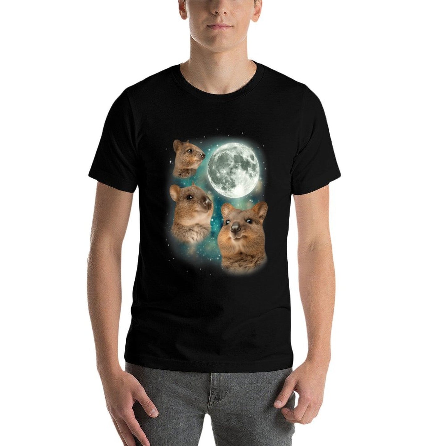 Three Quokka Moon 3 Quokka Funny Weird Cursed Meme Odor-resistant T-Shirt