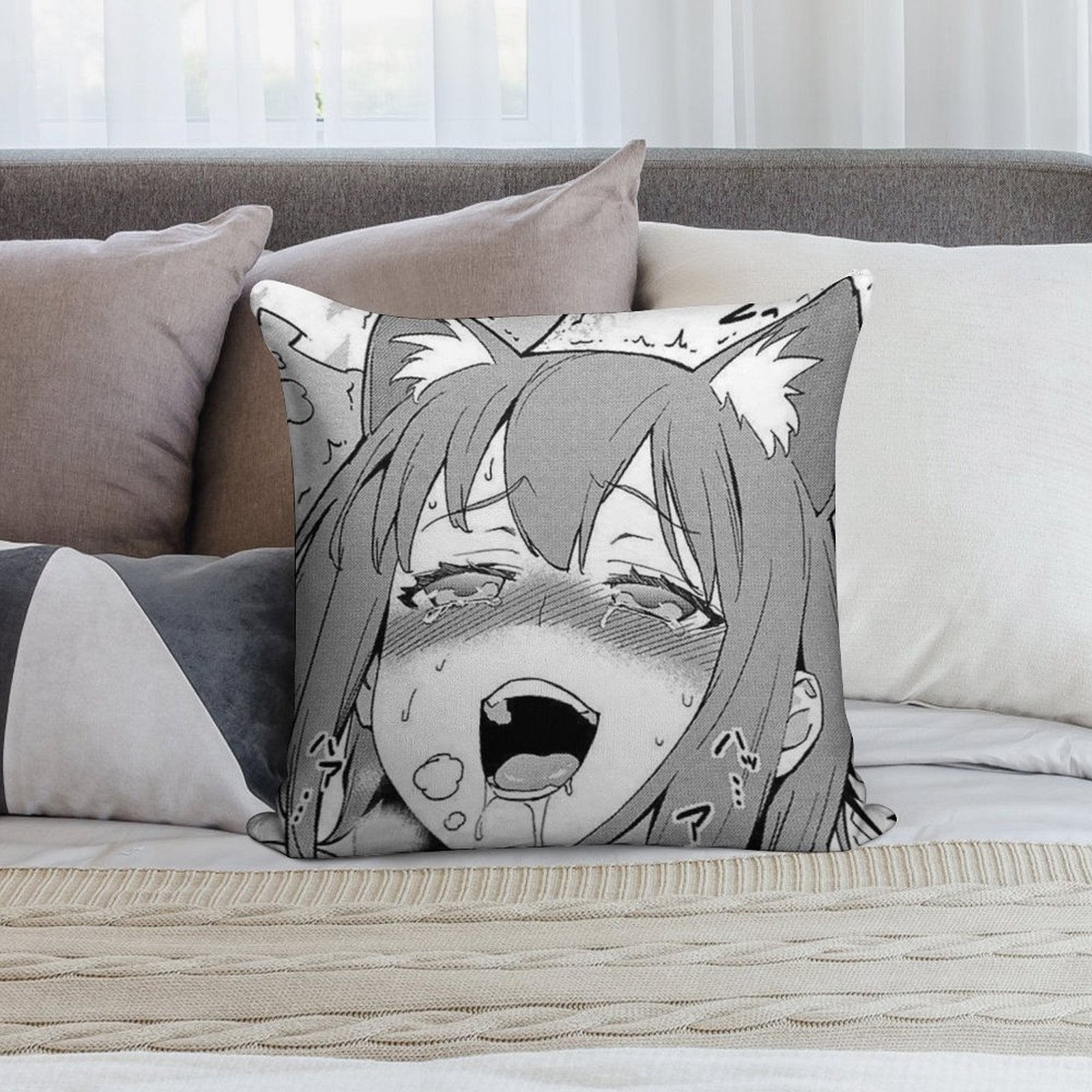 Hentai Girl Soft Reinforced Edging Throw Pillow
