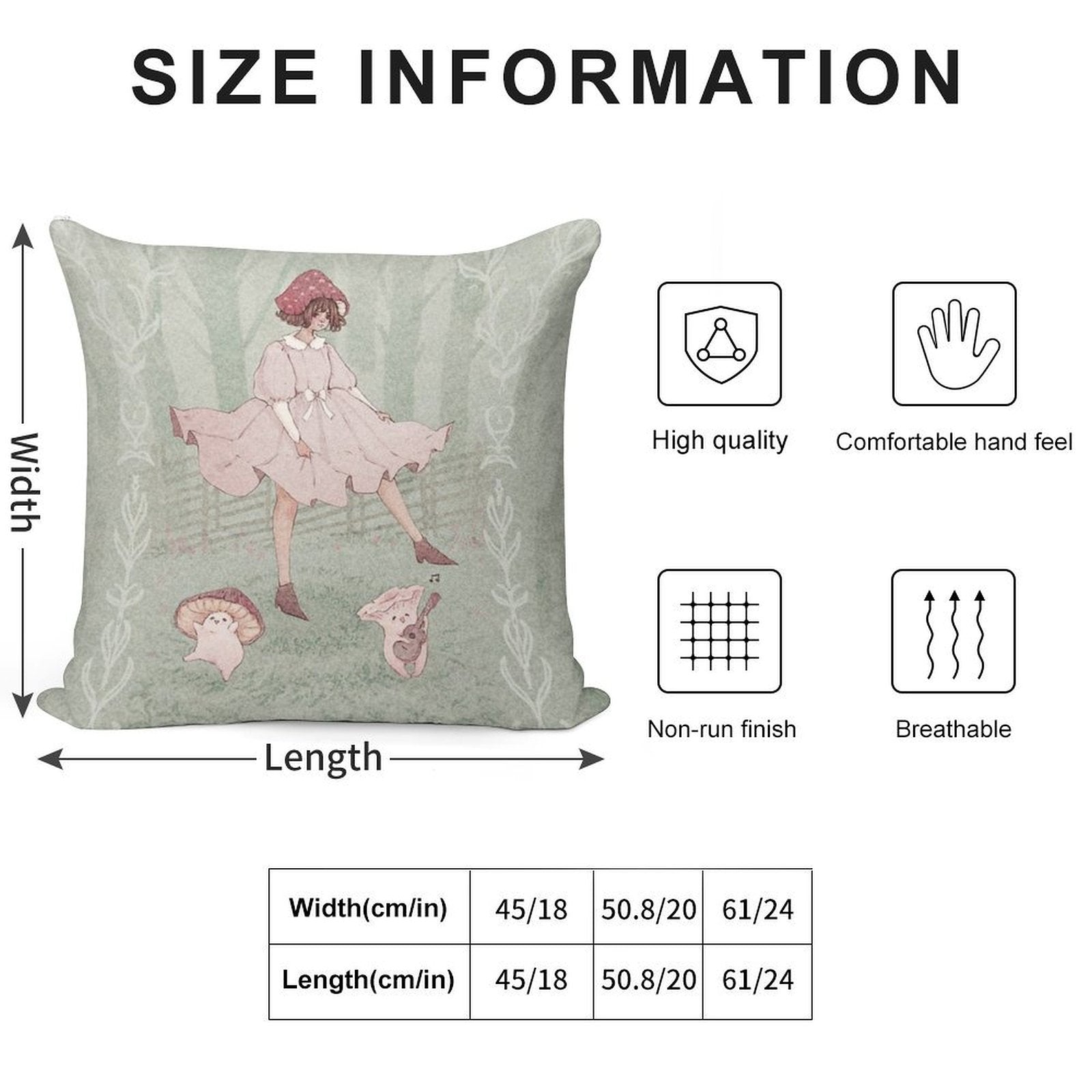 Dancing Mushrooms Soft Multiple Sizes Throw Pillow