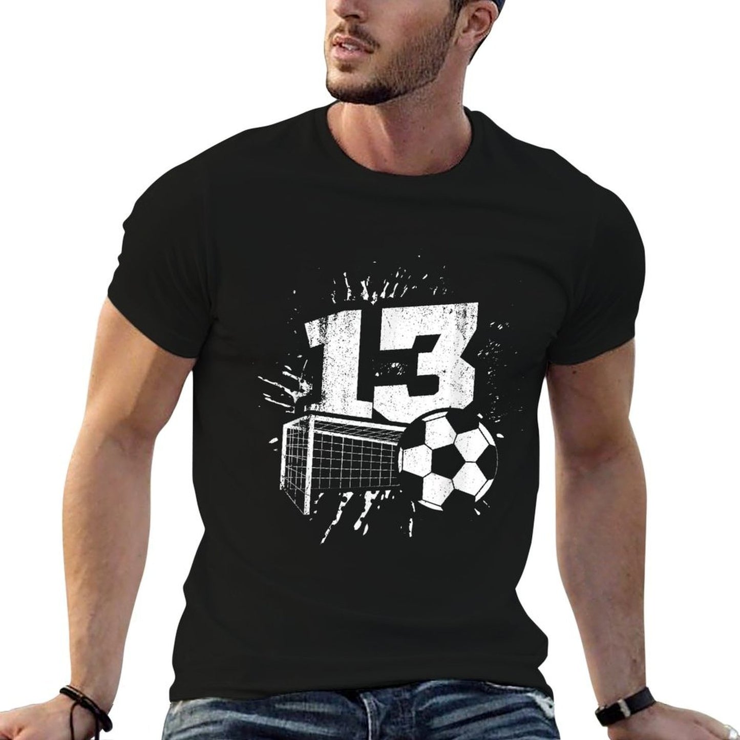 13th Birthday Boy Soccer Player Football 13 Years Old Stretchy T-Shirt