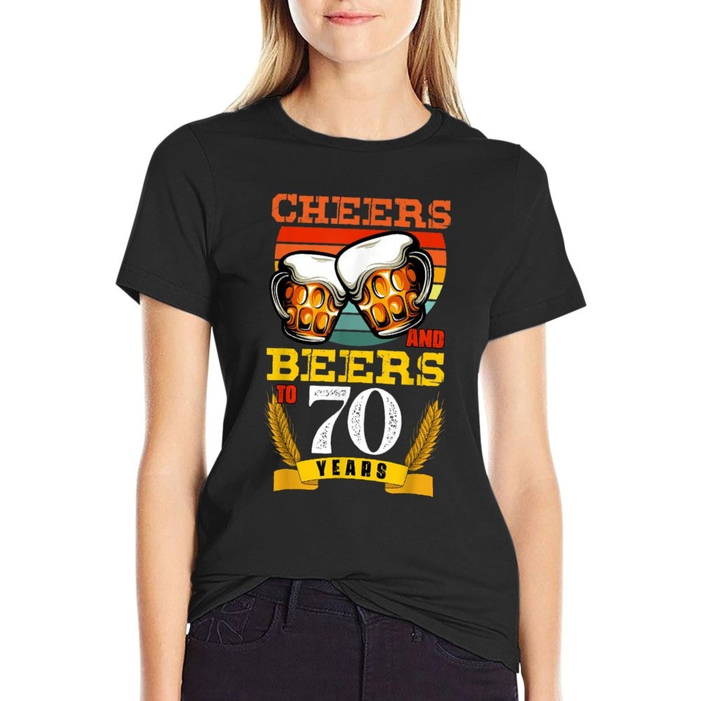 Vintage Cheers And Beers To My 70 Year Old 70th Birthday Vintage-inspired T-Shirt