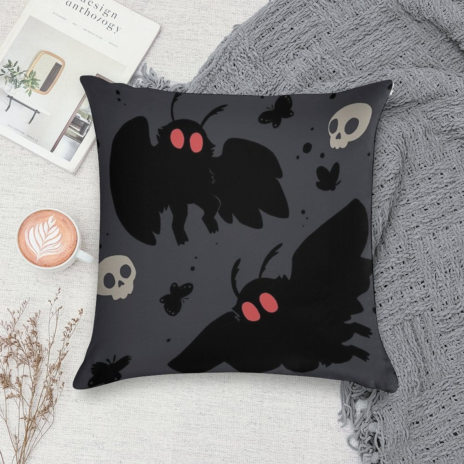 Mothman - Night Grey Soft Easy Maintenance Throw Pillow