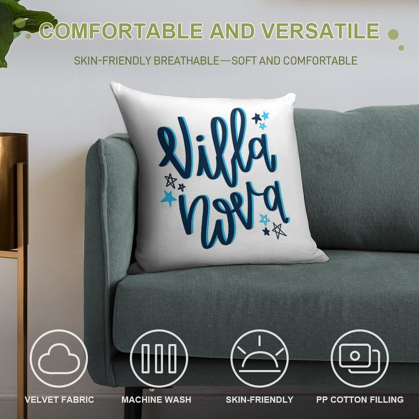 Villanova Star Sticker Soft Home Decor Throw Pillow