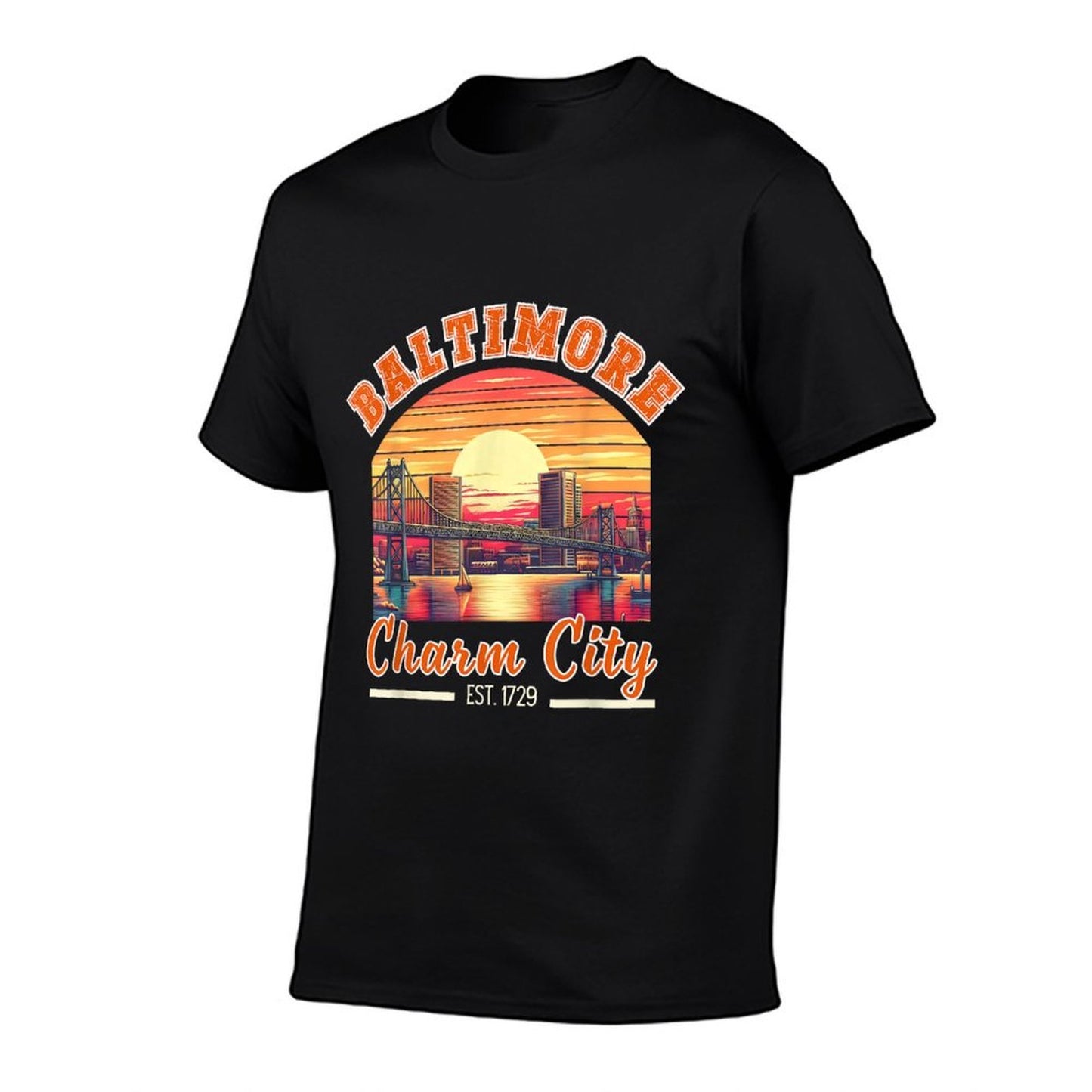 Vintage Maryland Baltimore Charm City Trip Retro Skyline Men Durable T-Shirt
