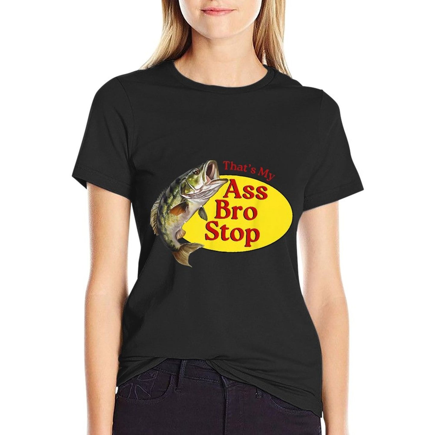 Vintage Thats My Ass Bro Stop Funny Fishing Ribbed Collar T-Shirt