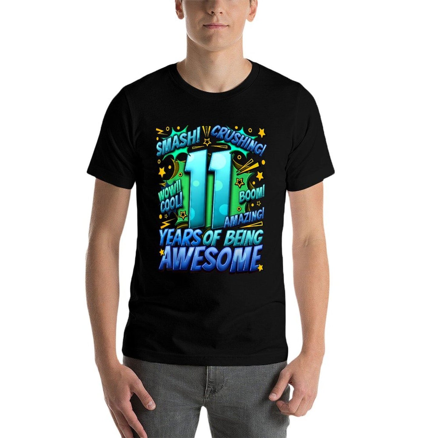 11th Birthday Comic Style Awesome Since 2012 11 Year Old Boy Rolled Sleeves T-Shirt