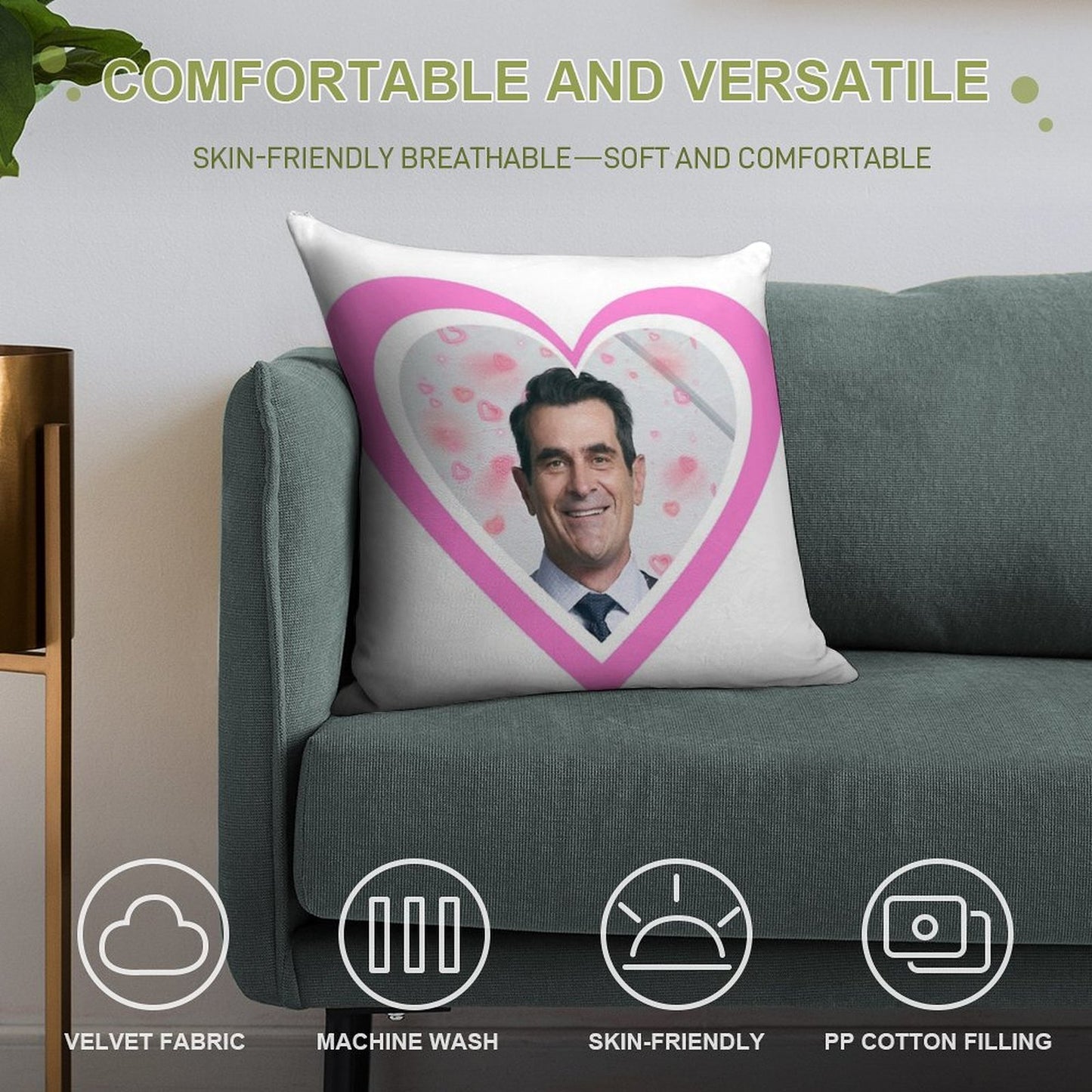 Modern Family Phil Dunphy Heart Soft Luxury Feel Throw Pillow