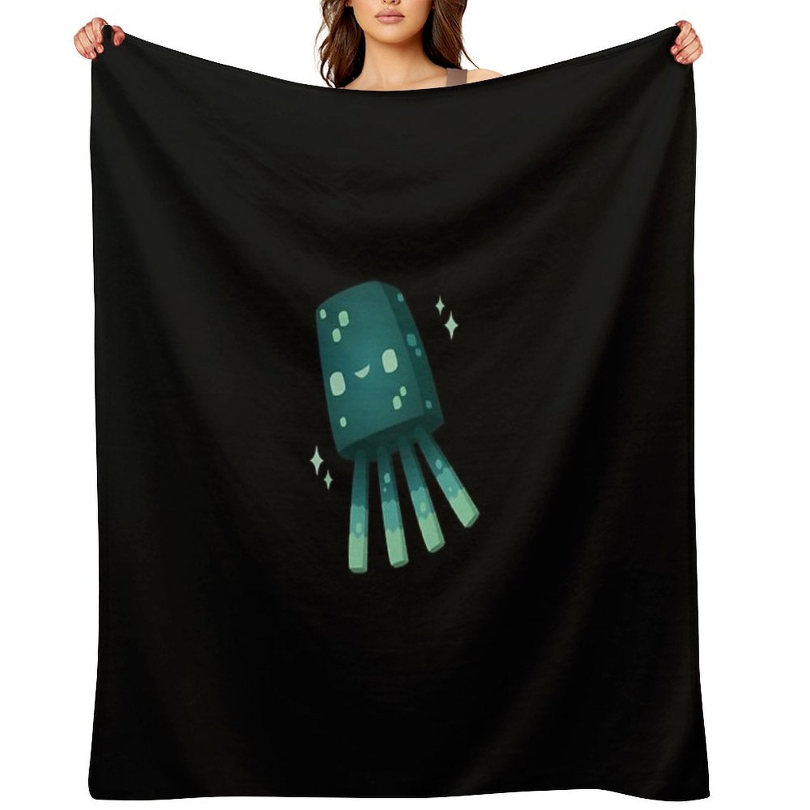 Minecraft Glow Squid Sustainable Throw Blanket