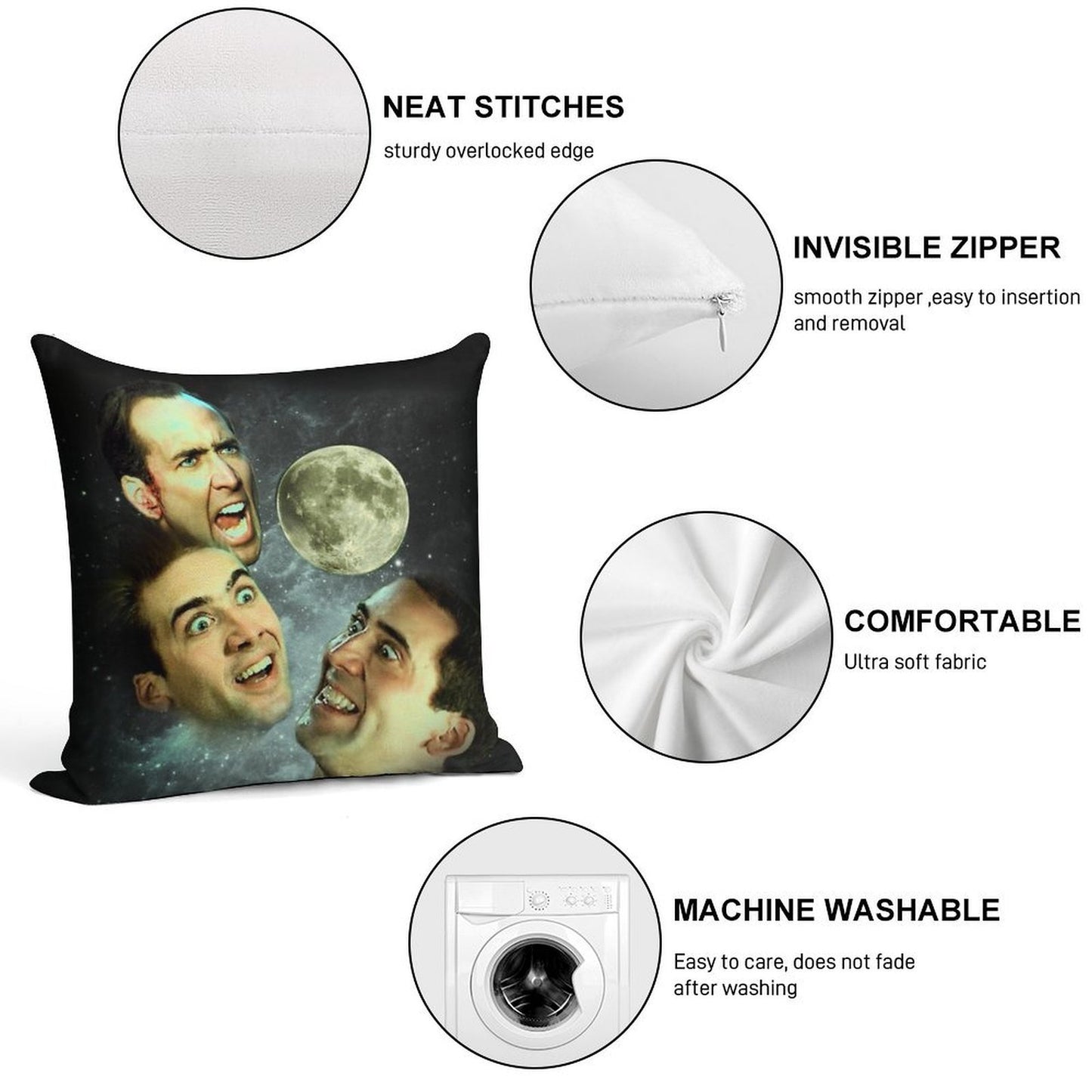 Three Cage Moon Soft Easy Maintenance Throw Pillow