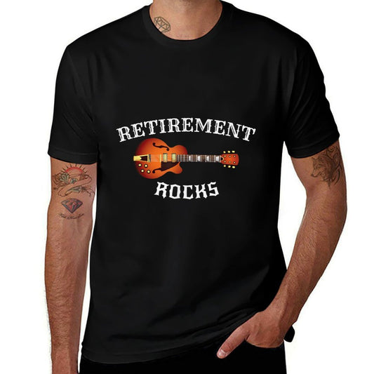 Retirement Rocks Acoustic Guitar Old Rockers Gift  Summer-ready Fabric T-Shirt