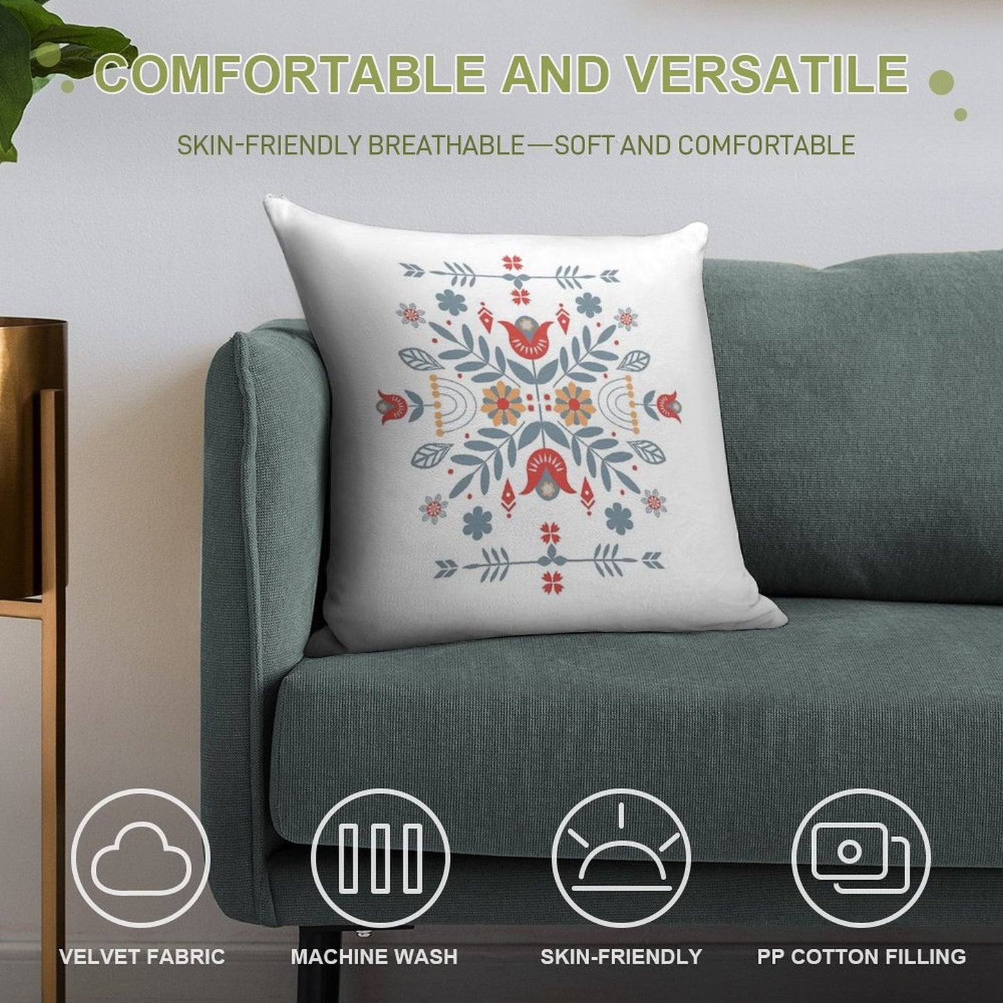 Scandinavian Folk Soft High-Density Material Throw Pillow