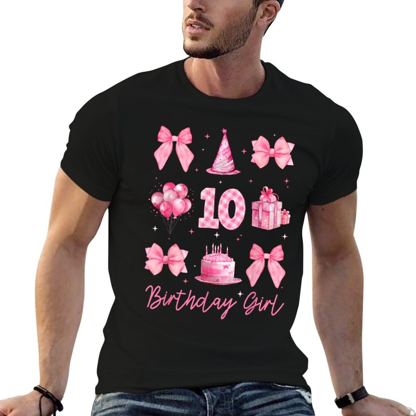 10th Birthday Girl Coquette Bow 10 Years Old Birthday Kids Quick-drying T-Shirt