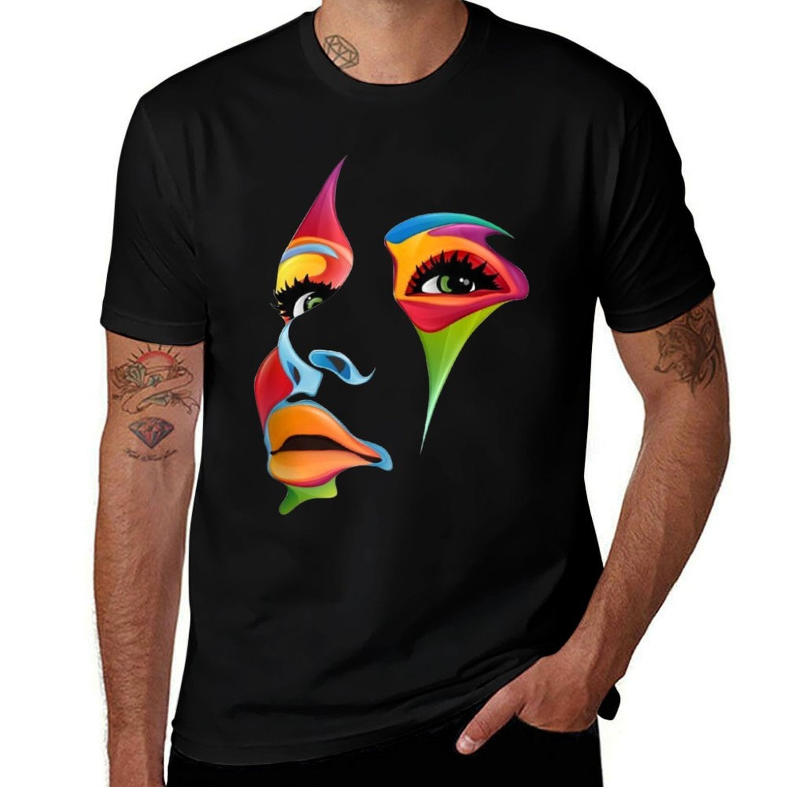 Abstract Colorful Woman Art Face Comfortable T-Shirt