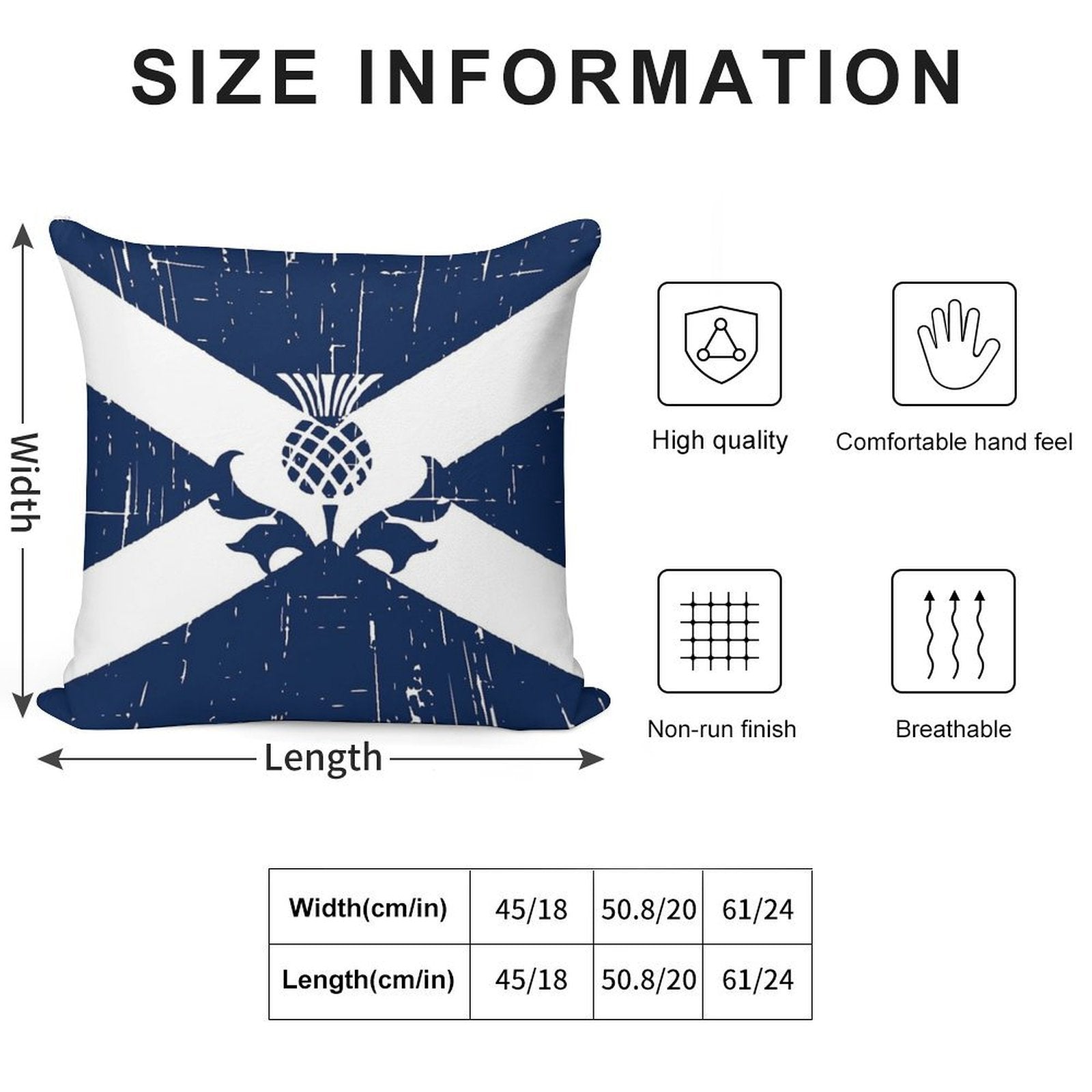 Saltire Scottish Flag And Scottish Thistle Soft Durable Construction Throw Pillow