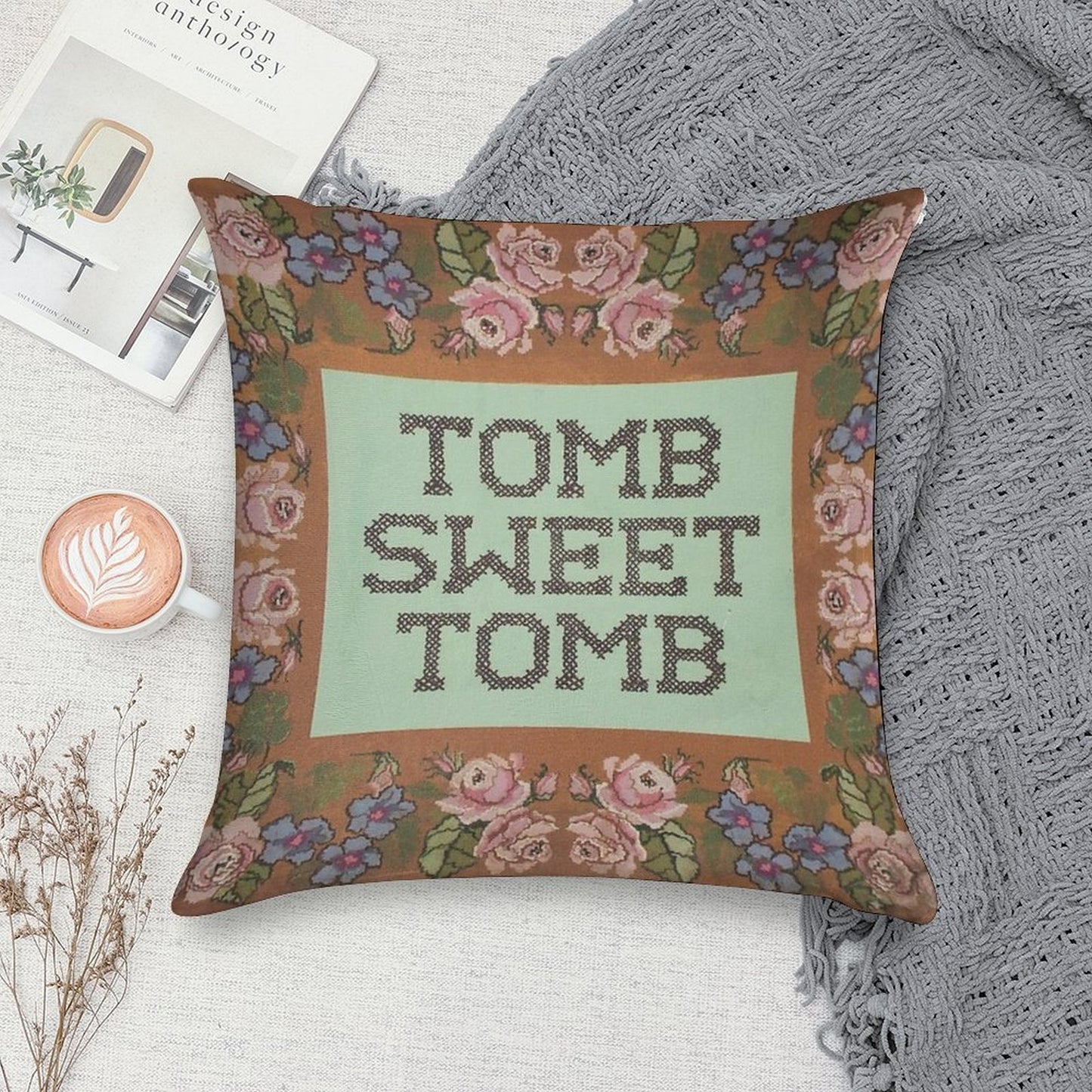 Tomb Sweet Tomb Haunted Mansion Foolish Mortal Soft Shrink-Resistant Throw Pillow