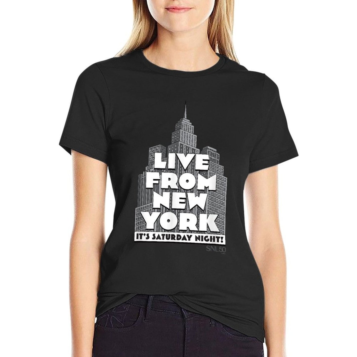 SNL Live From New York It’s Saturday Night! NYC Skyline High-quality Stitching T-Shirt