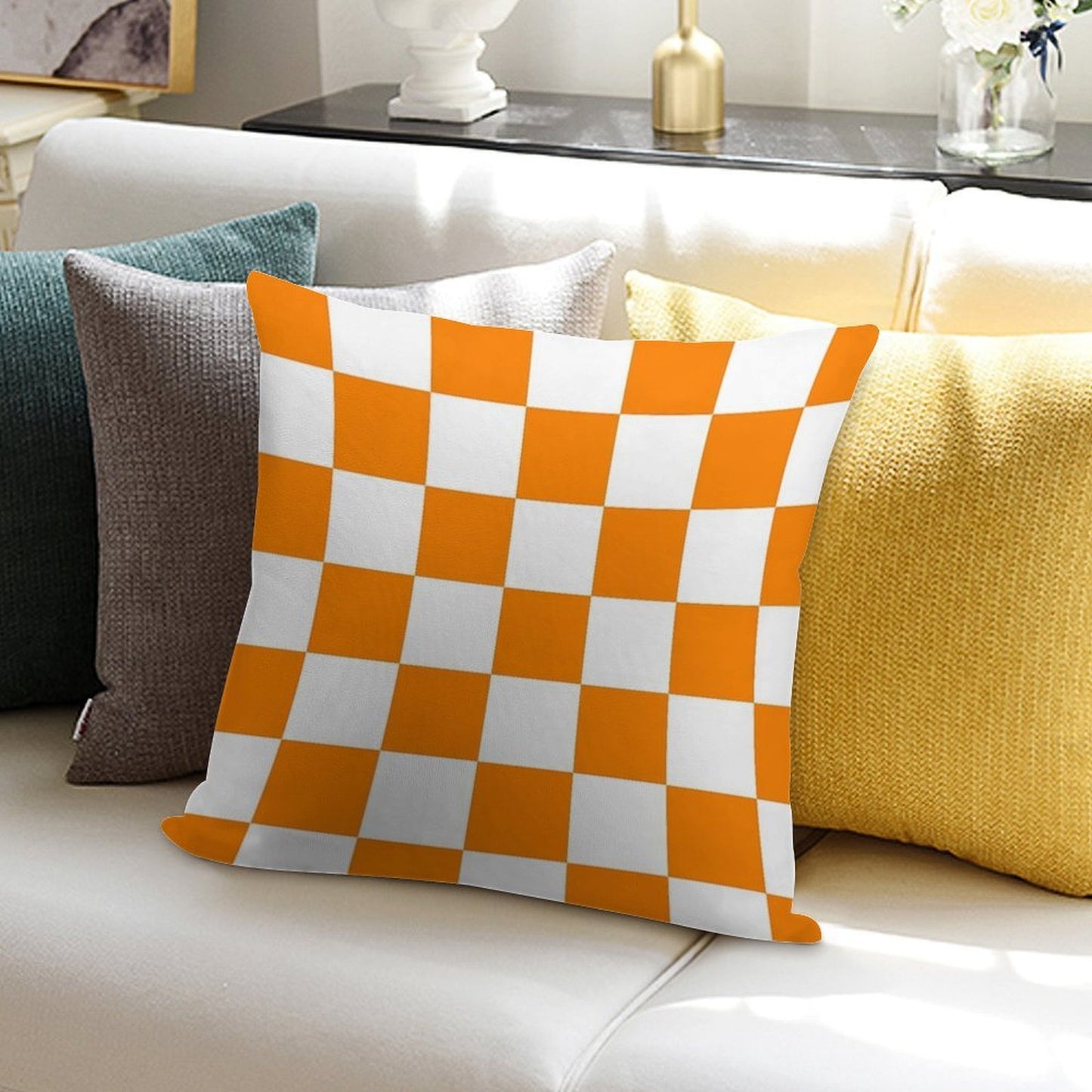 TN Vawls Checkerboard Soft Hidden Zipper Throw Pillow
