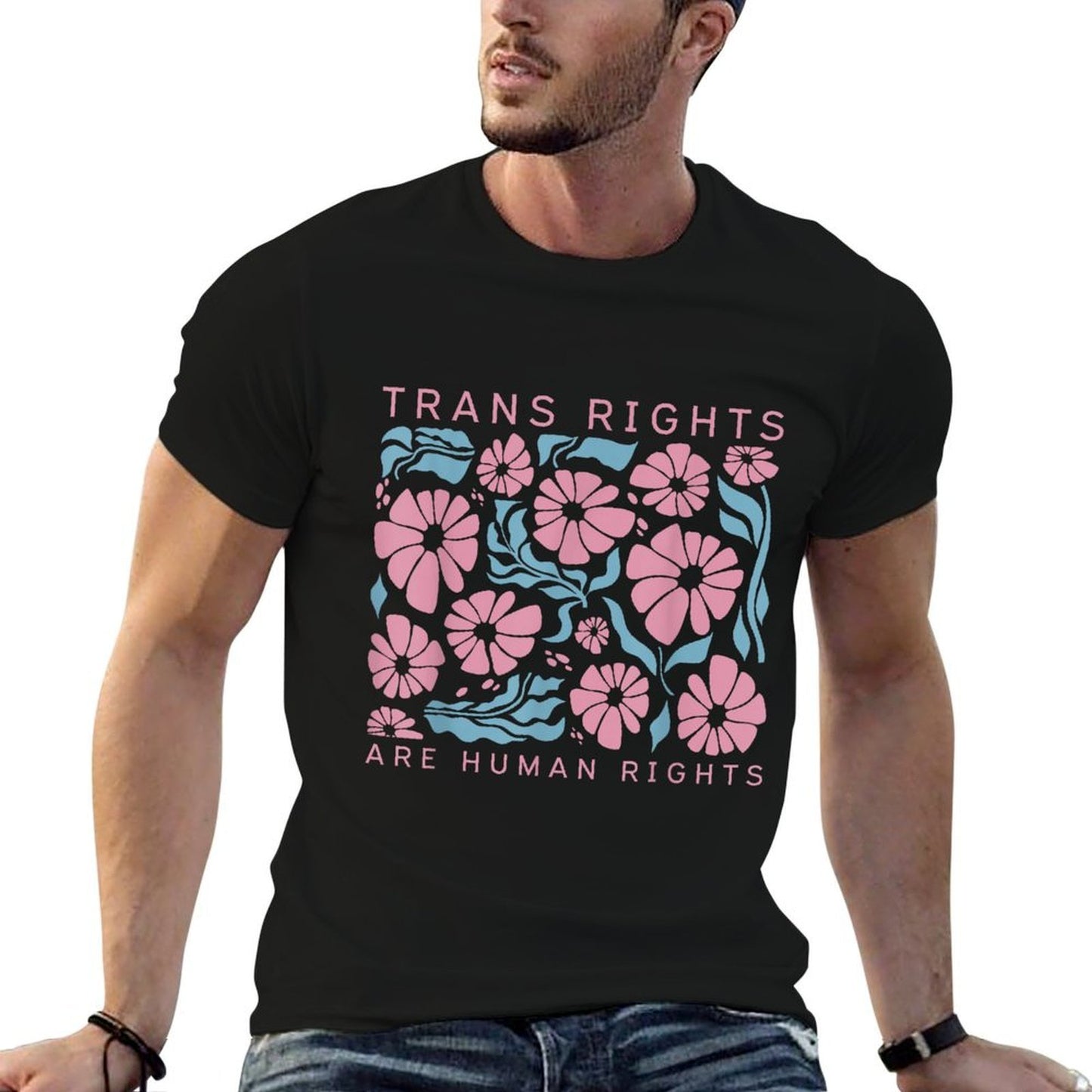 Trans Rights Are Human Rights Floral LGBTQ Pride Transgender Lightweight T-Shirt
