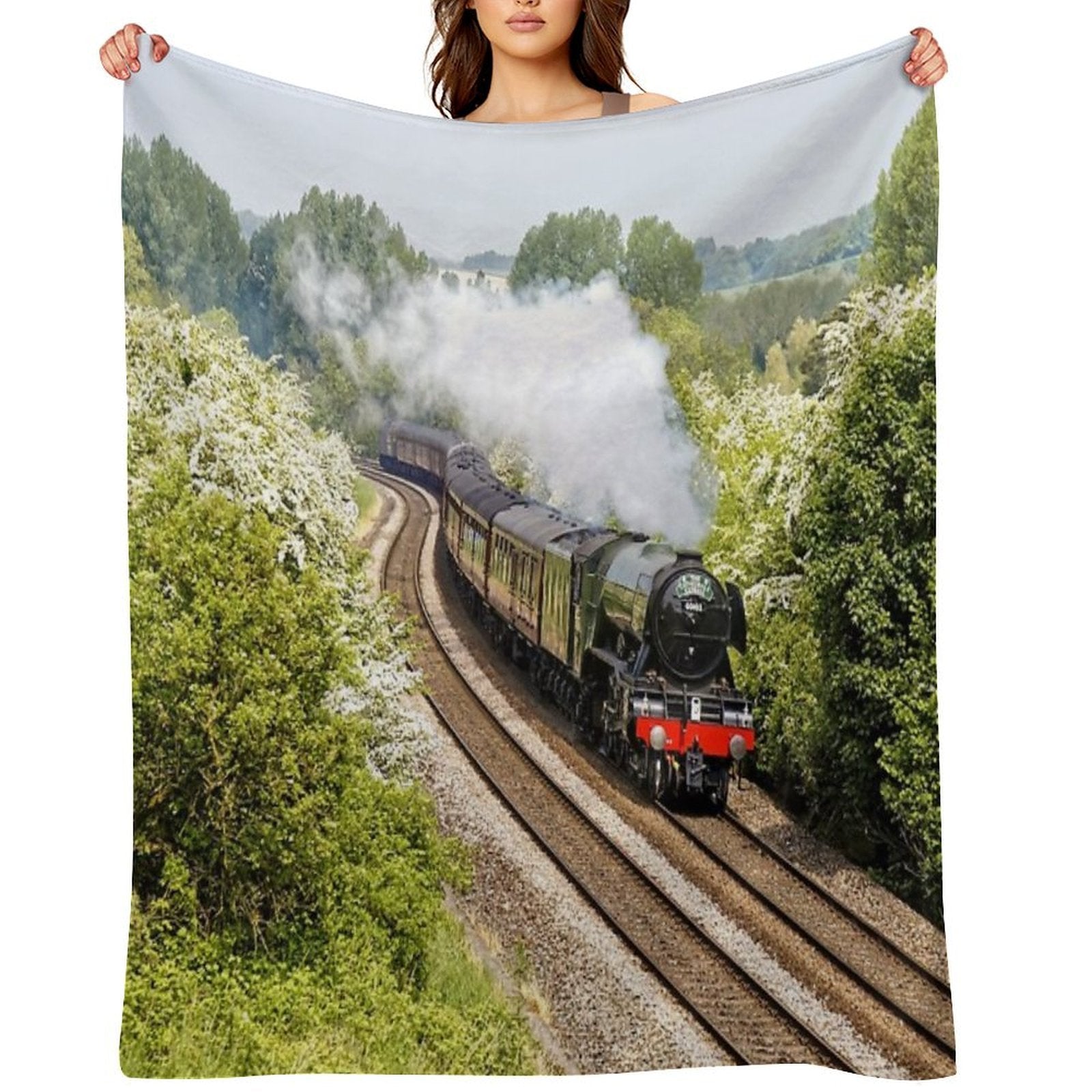A3 Class 60103 Flying Scotsman Steam Locomotive Lightweight Throw Blanket