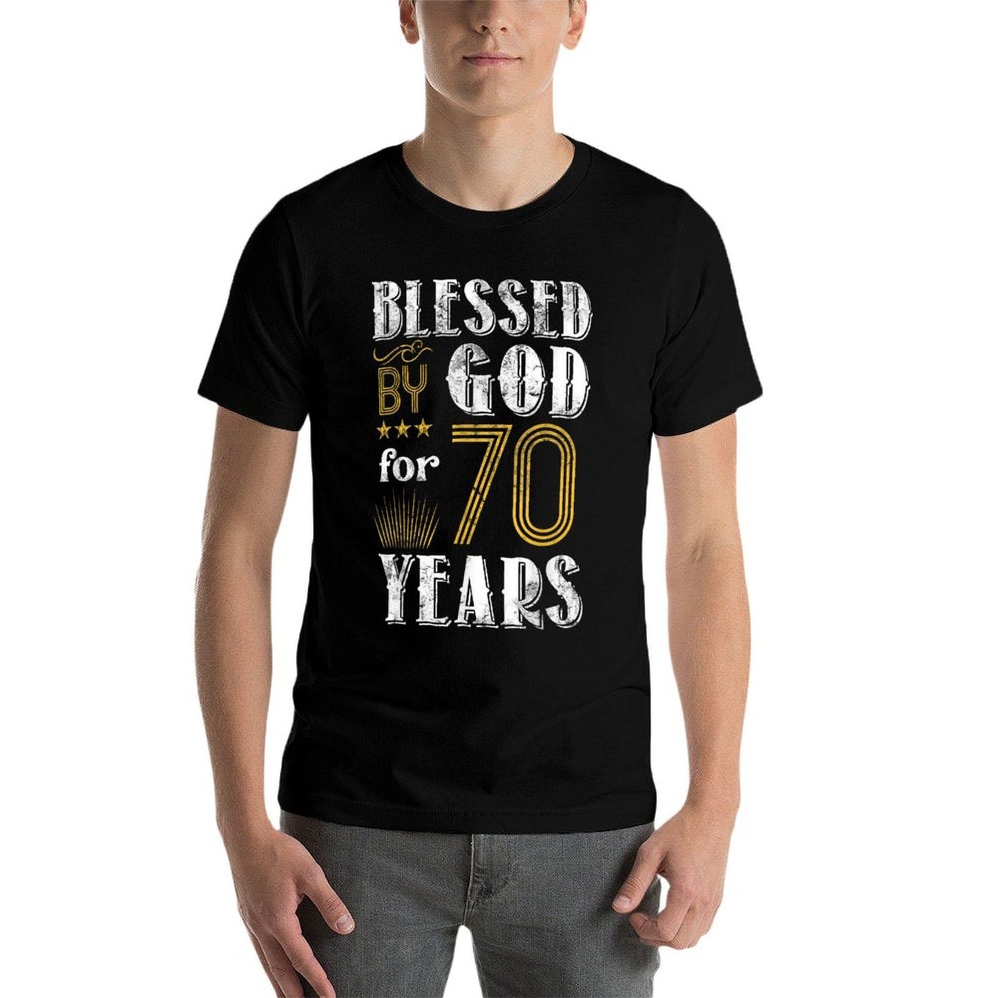 Vintage Blessed by God for 70 Year Old Birthday 70th Tagless Design T-Shirt