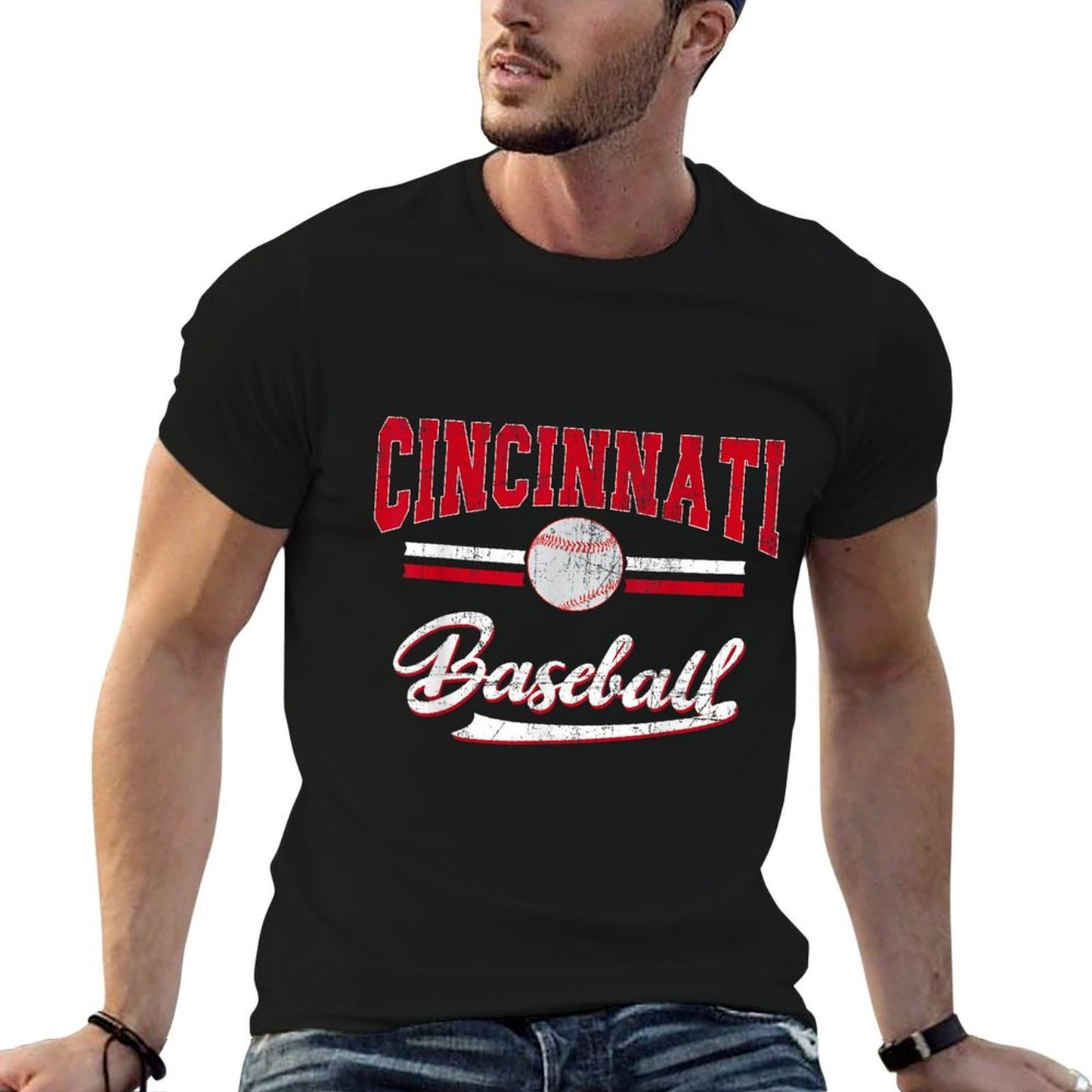 Retro Game Day Vintage Cincinnati Baseball  Affordable Price T-Shirt