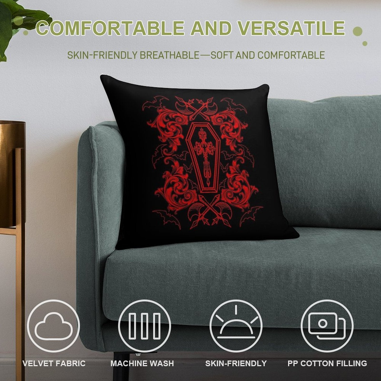 Gothic Vampire Soft Style Accent Throw Pillow