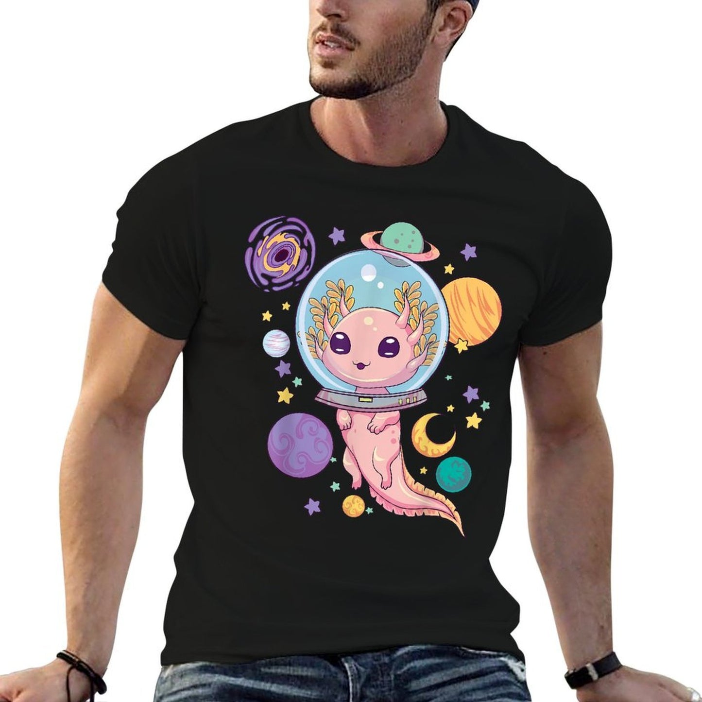 Space Axolotl Kawaii Pastel Goth Anime Aesthetic Goth Versatile T-Shirt