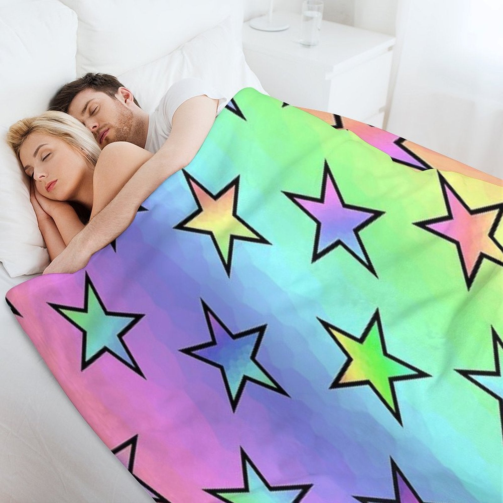Colorful Star Pattern Compact Throw Blanket