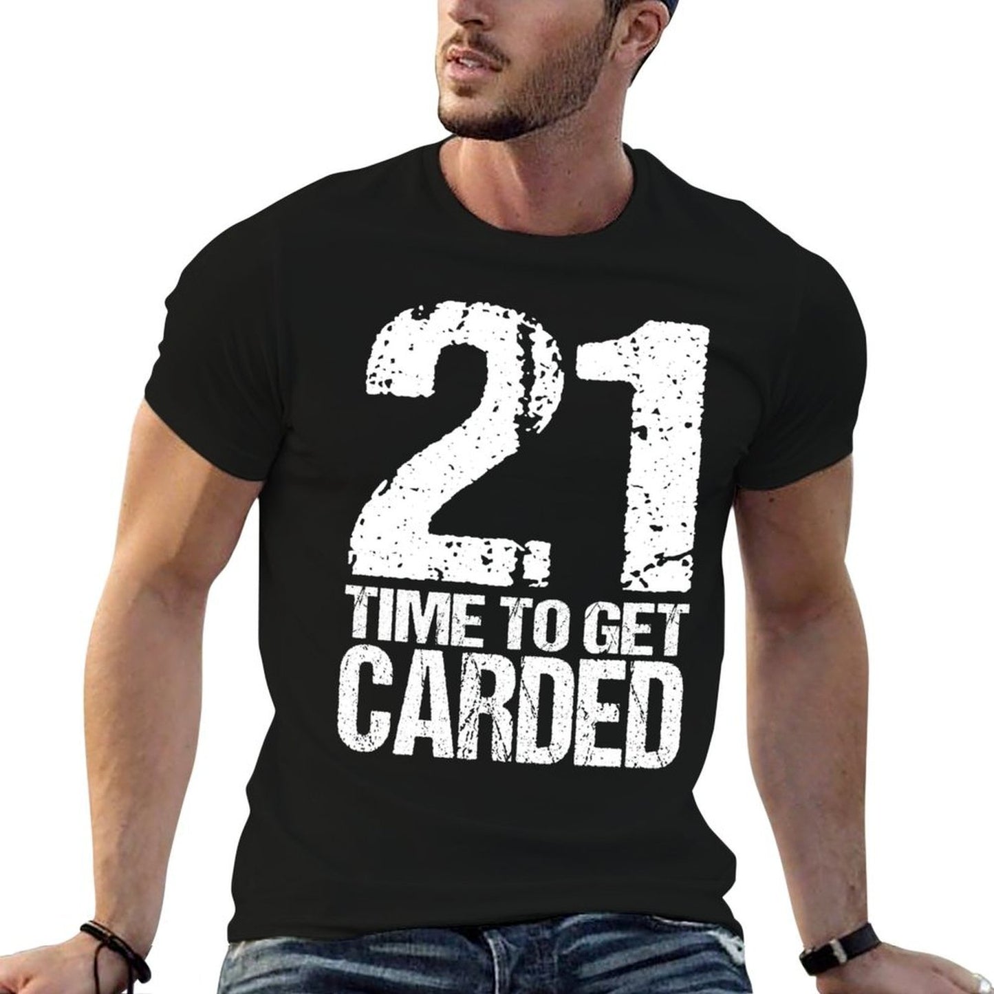 21st Birthday Funny Twenty-One ID Carded Gift High-quality Stitching T-Shirt