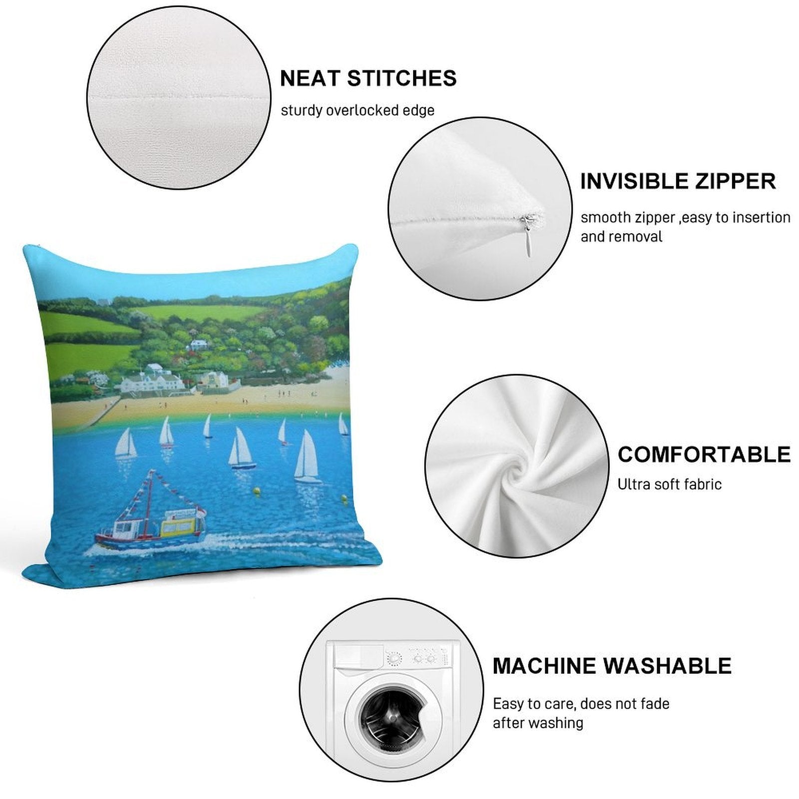 A Salcombe Summer - Devon UK Soft Home Decor Throw Pillow